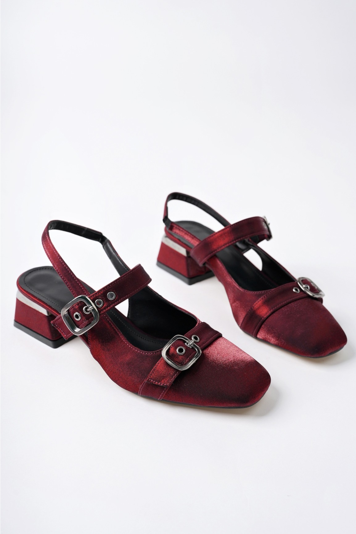 GİGİ Arkası Açık Küt Burun Çift Kemerli Kadın Günlük Klasik Kısa Topuklu Ayakkabı - Görsel 9