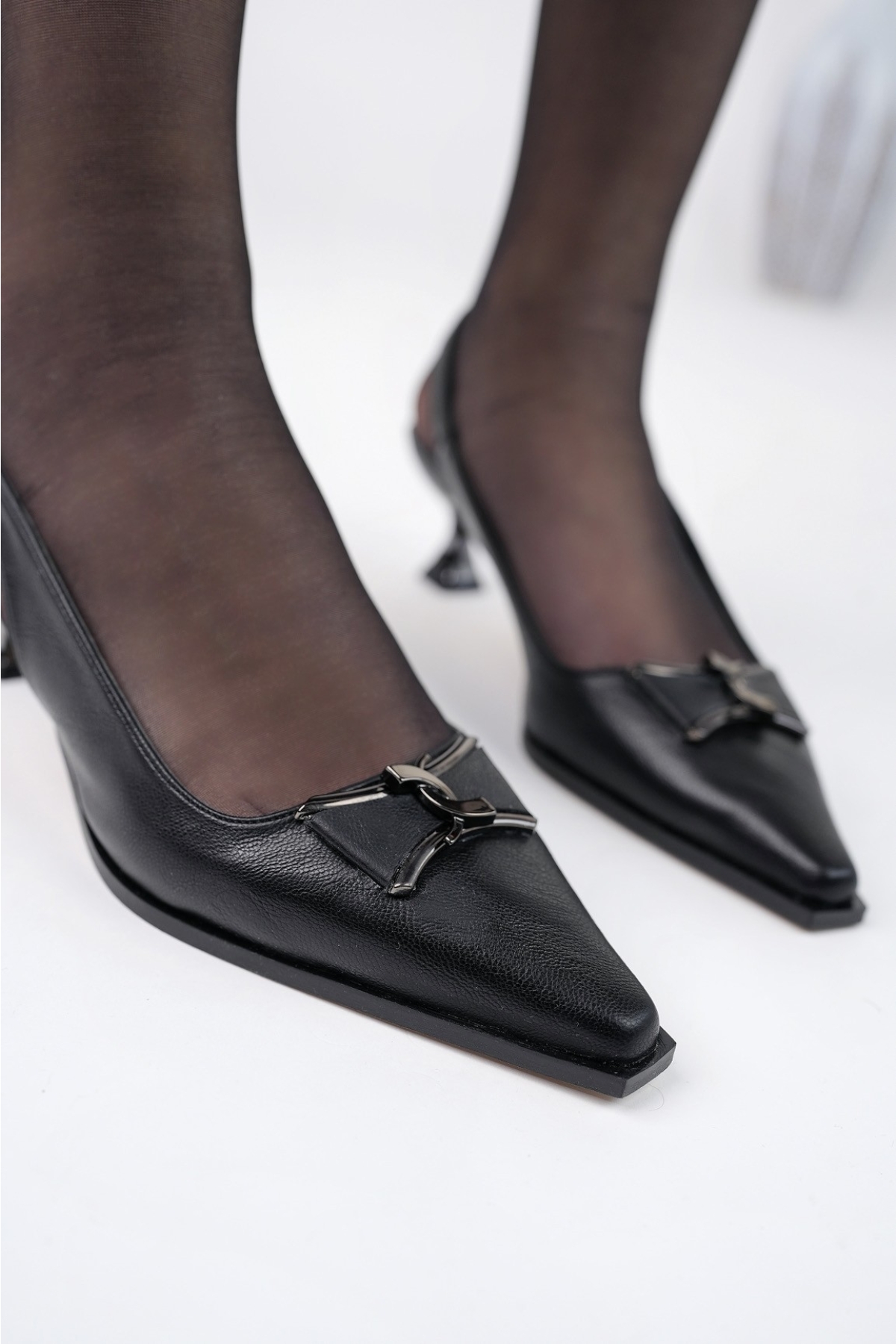 FOREST Arkası Açık Toka Detaylı Günlük Klasik Topuklu Kadın Stiletto Ayakkabı - Görsel 9