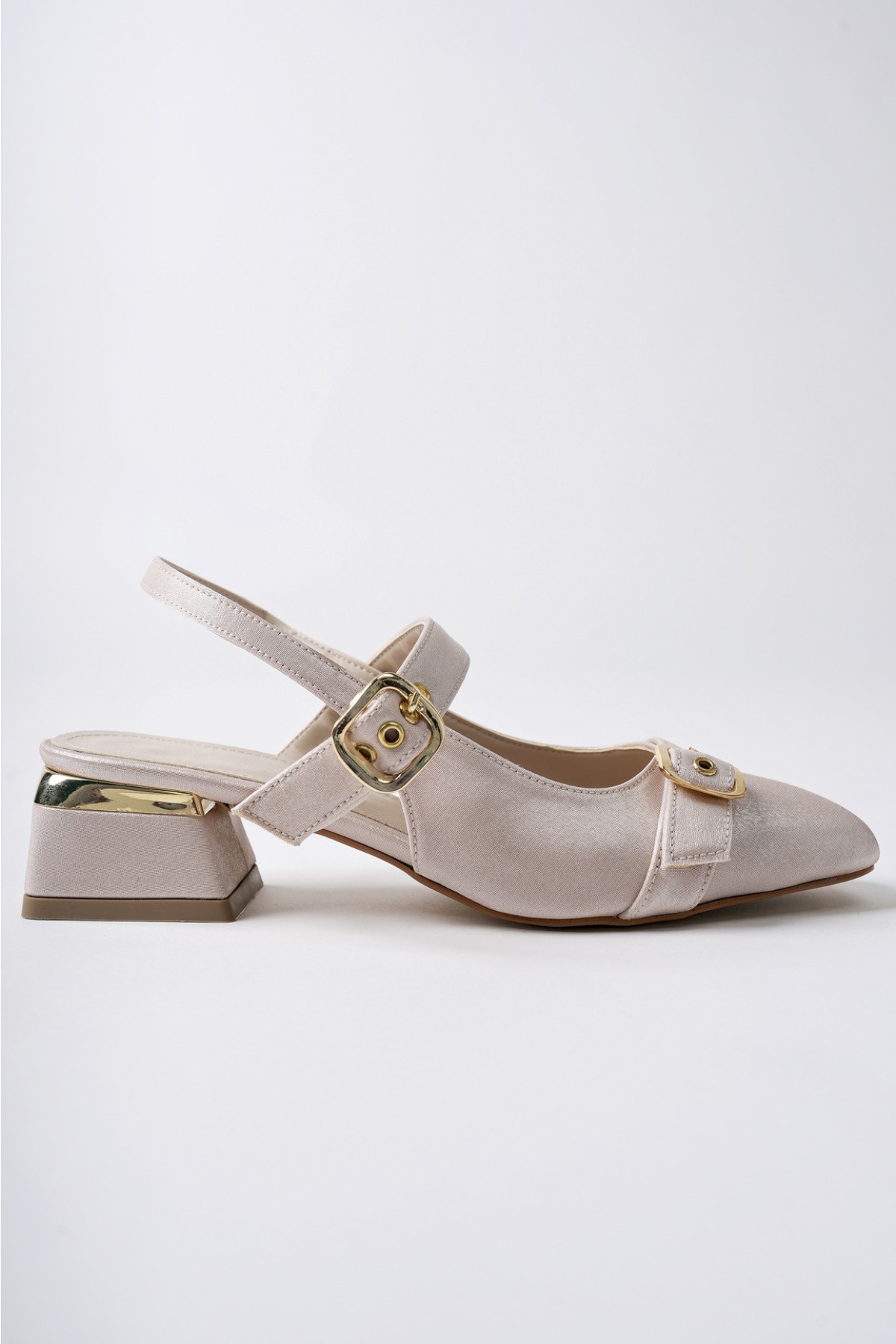 GİGİ Arkası Açık Küt Burun Çift Kemerli Kadın Günlük Klasik Kısa Topuklu Ayakkabı - Görsel 2