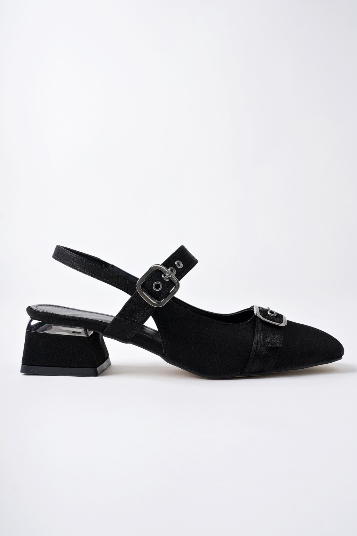GİGİ Arkası Açık Küt Burun Çift Kemerli Kadın Günlük Klasik Kısa Topuklu Ayakkabı - Görsel 6