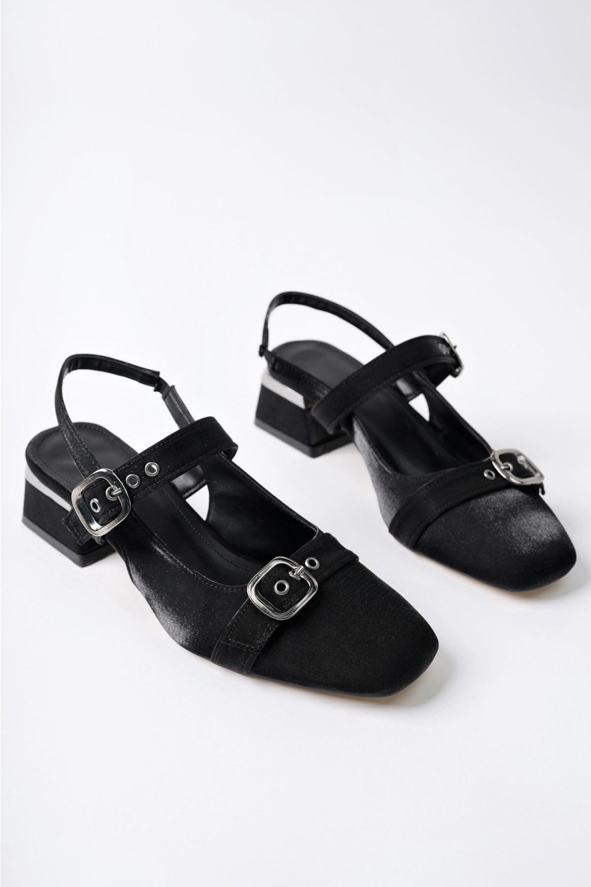 GİGİ Arkası Açık Küt Burun Çift Kemerli Kadın Günlük Klasik Kısa Topuklu Ayakkabı - Görsel 7