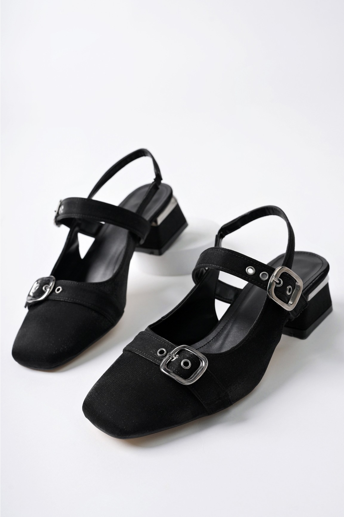 GİGİ Arkası Açık Küt Burun Çift Kemerli Kadın Günlük Klasik Kısa Topuklu Ayakkabı - Görsel 8