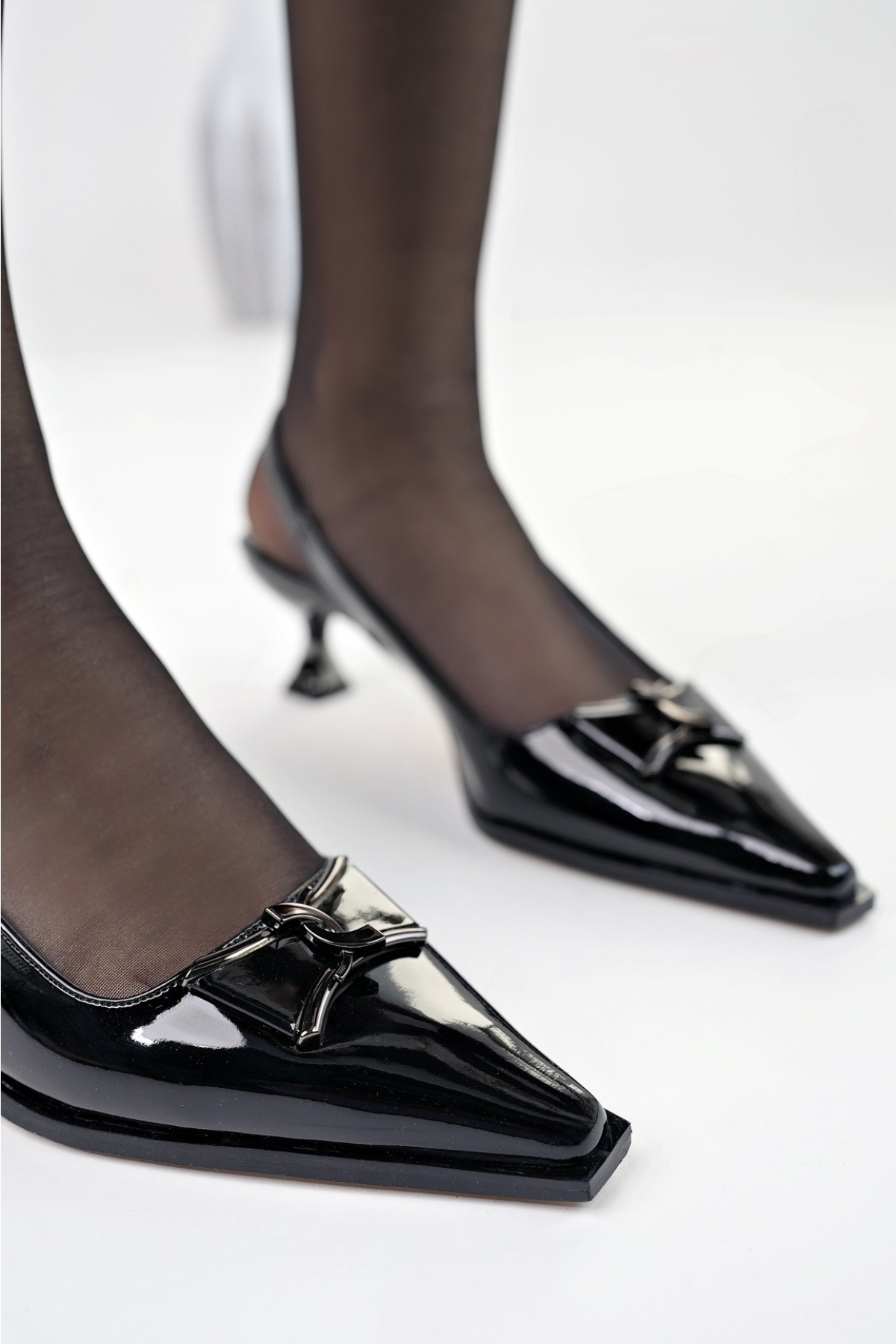 FOREST Arkası Açık Toka Detaylı Günlük Klasik Topuklu Kadın Stiletto Ayakkabı - Görsel 9