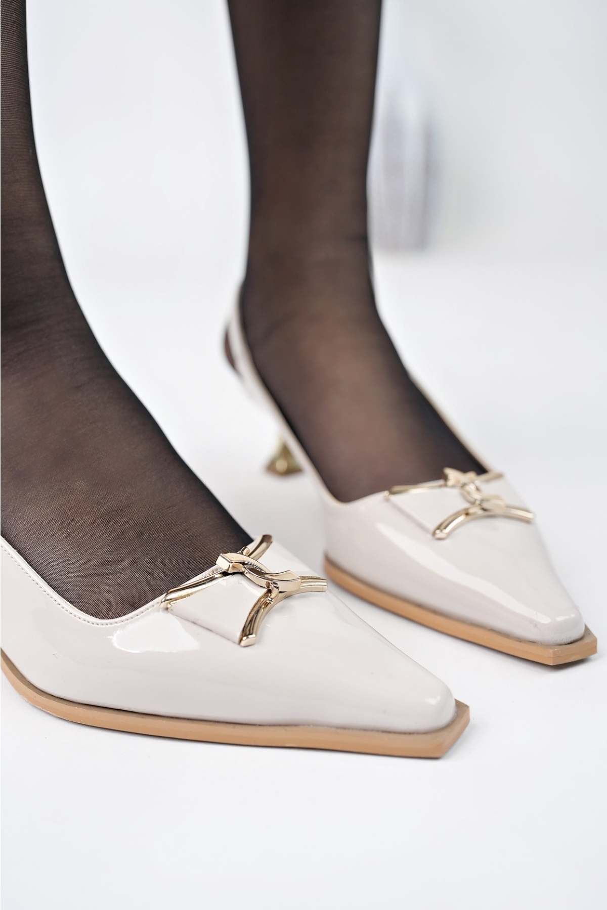 FOREST Arkası Açık Toka Detaylı Günlük Klasik Topuklu Kadın Stiletto Ayakkabı - Görsel 10