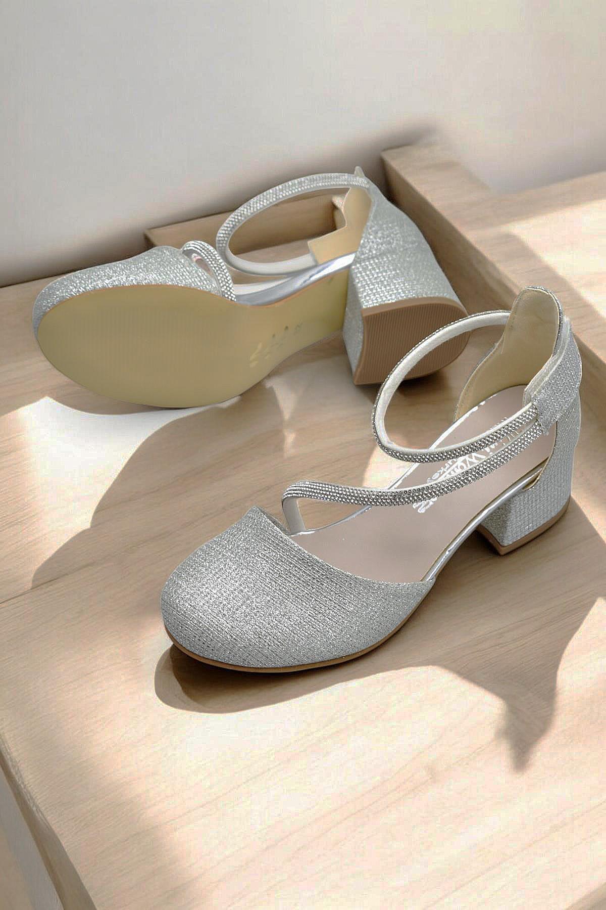 354 Abiye Kız Çocuk Topuklu Ayakkabı Kız Çocuk Nişan Abiye Ayakkabısı - Görsel 3