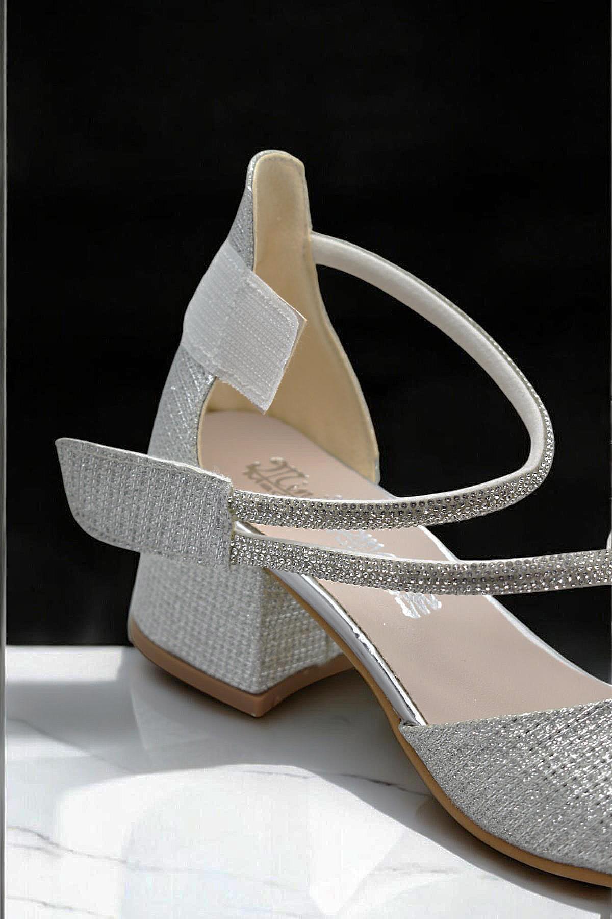 354 Abiye Kız Çocuk Topuklu Ayakkabı Kız Çocuk Nişan Abiye Ayakkabısı - Görsel 4