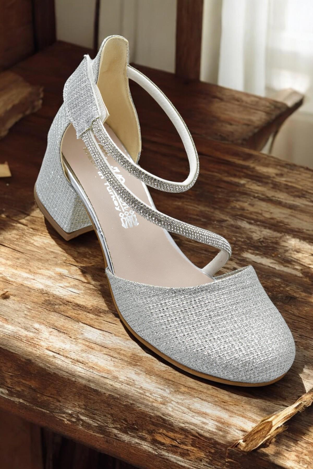 354 Abiye Kız Çocuk Topuklu Ayakkabı Kız Çocuk Nişan Abiye Ayakkabısı - Görsel 5