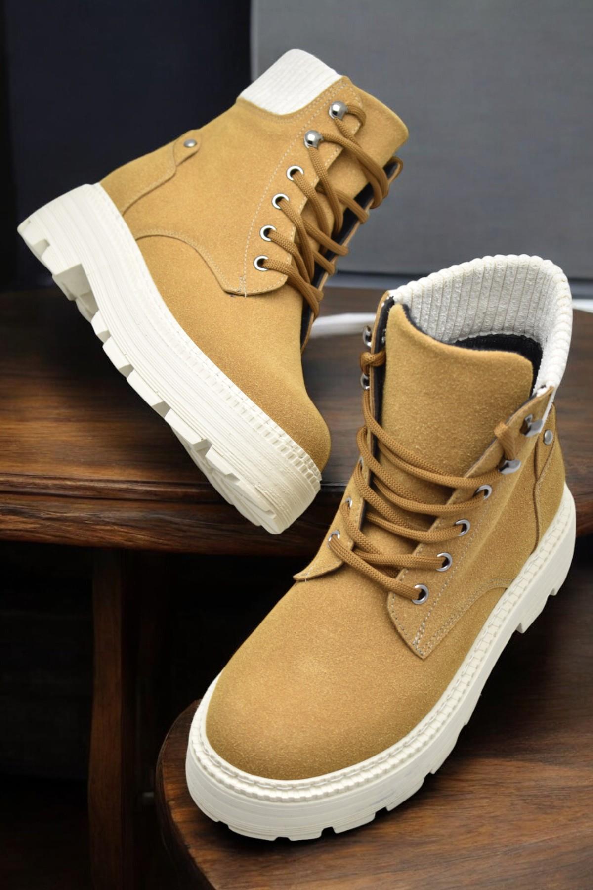 778 Günlük Bağcıklı Fermuarlı Kadın Bot Ayakkabı Kışlık Bayan Bot Nubuk Malzeme - Görsel 4