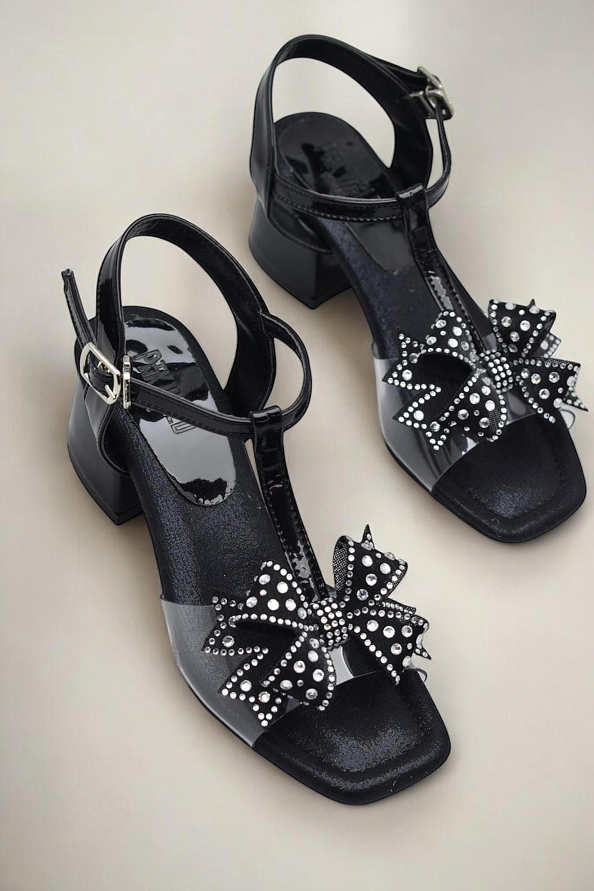 353 Abiye Kız Çocuk Topuklu Ayakkabı Taşlı Açık Kız Çocuk Nişan Abiye Ayakkabısı - Görsel 3