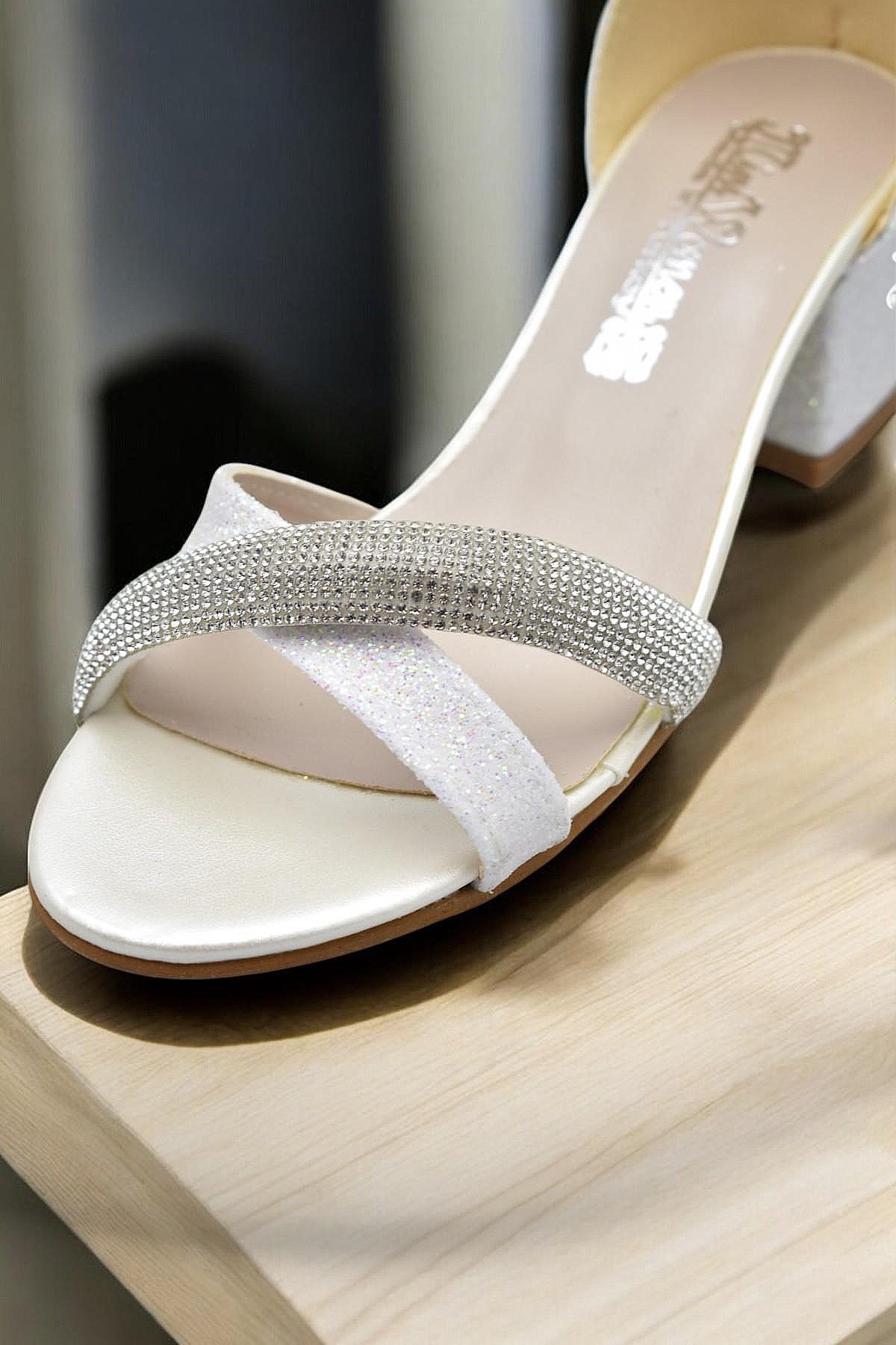 351 Abiye Kız Çocuk Topuklu Ayakkabı Taşlı Açık Kız Çocuk Nişan Abiye Ayakkabısı - Görsel 6