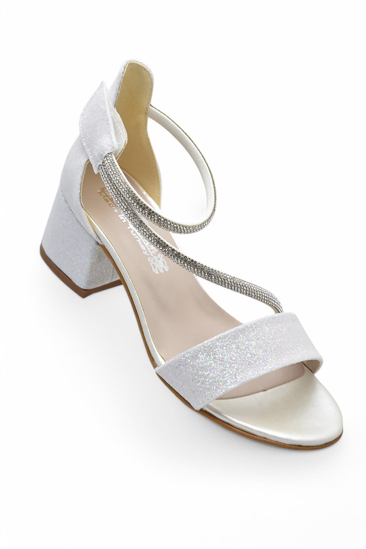 259 Abiye Kız Çocuk Topuklu Ayakkabı Düğünlük Nişan Abiye Elbise Ayakkabısı - Görsel 3