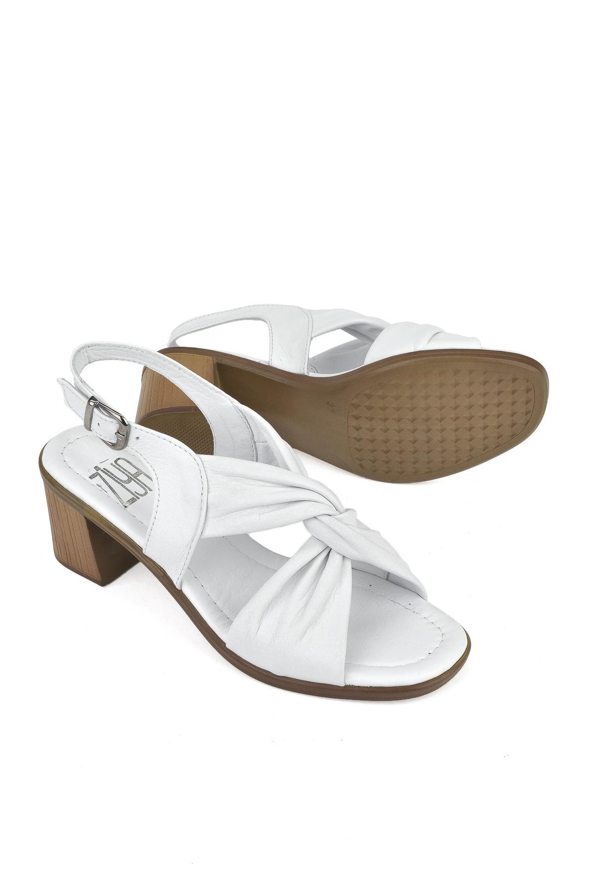 Ziya Beyaz Ziya Hakiki Kadın Deri Topuklu Sandalet