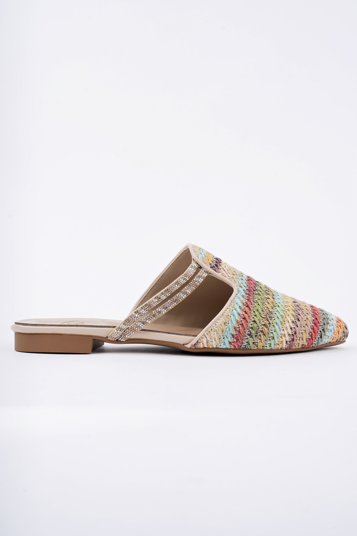 JAYLİN Önü Kapalı Kadın Taşlı Günlük Hasır Terlik - Görsel 2