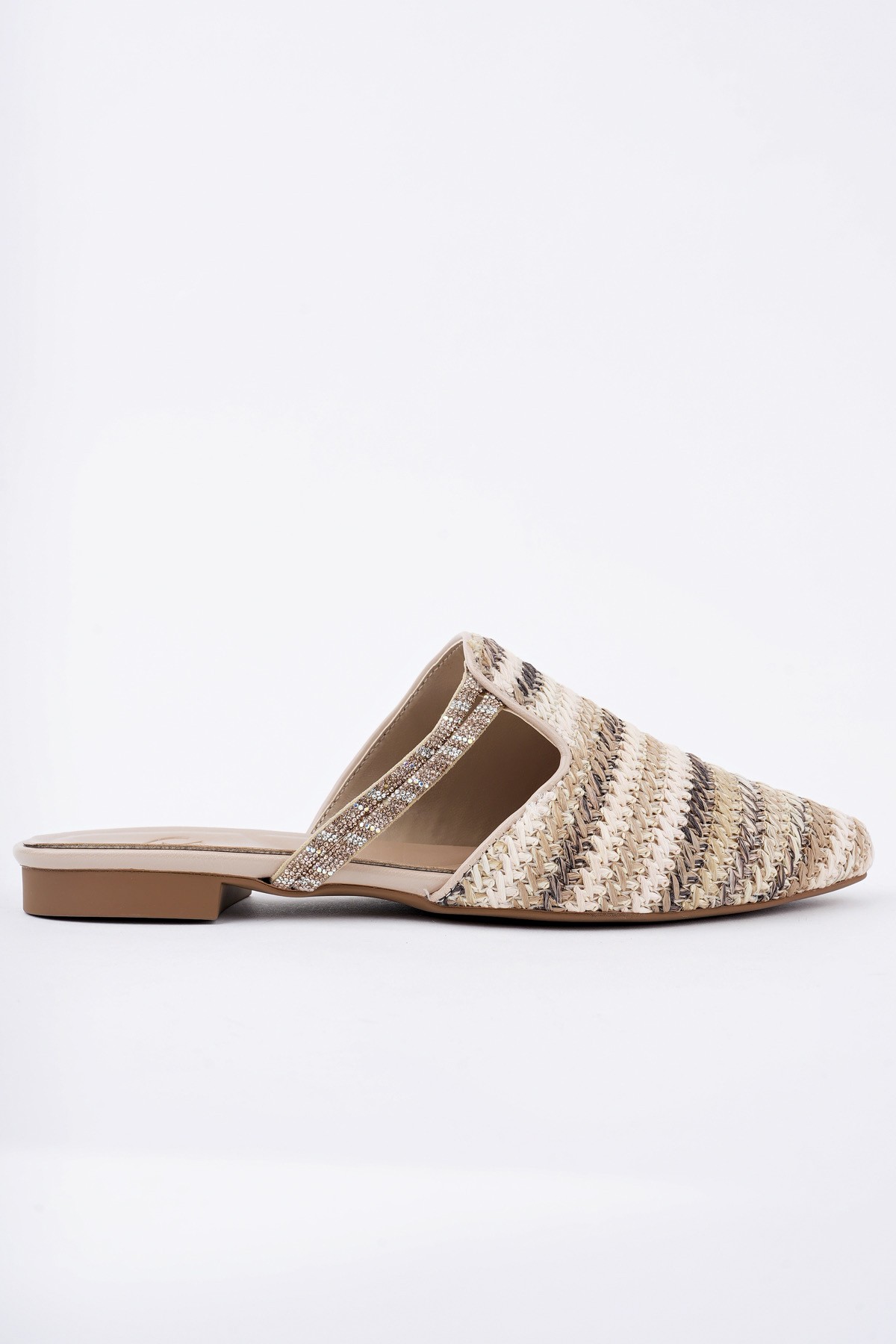 JAYLİN Önü Kapalı Kadın Taşlı Günlük Hasır Terlik - Görsel 2