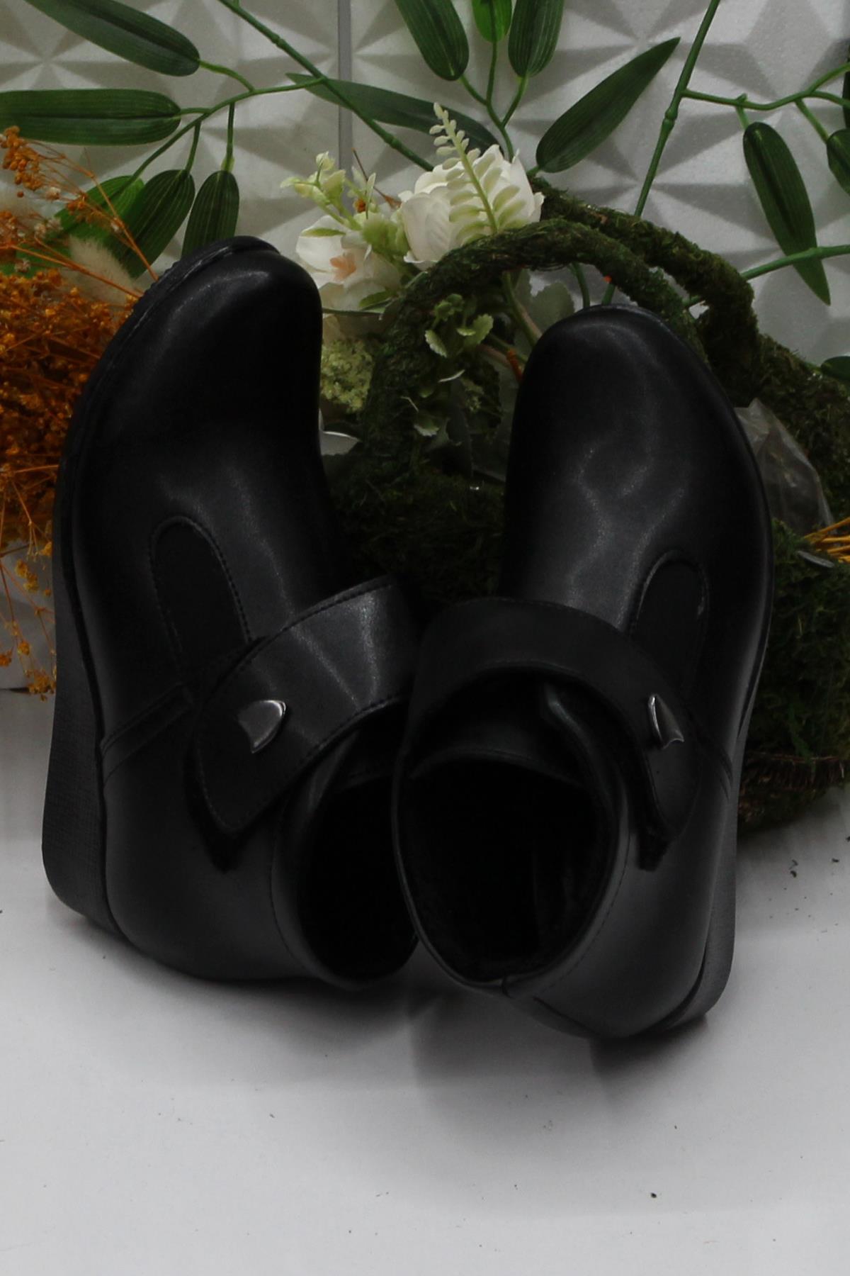 3254 03 Siyah Çırtlı Kaymaz Taban Rahat Günlük Kadın Bot - Görsel 6