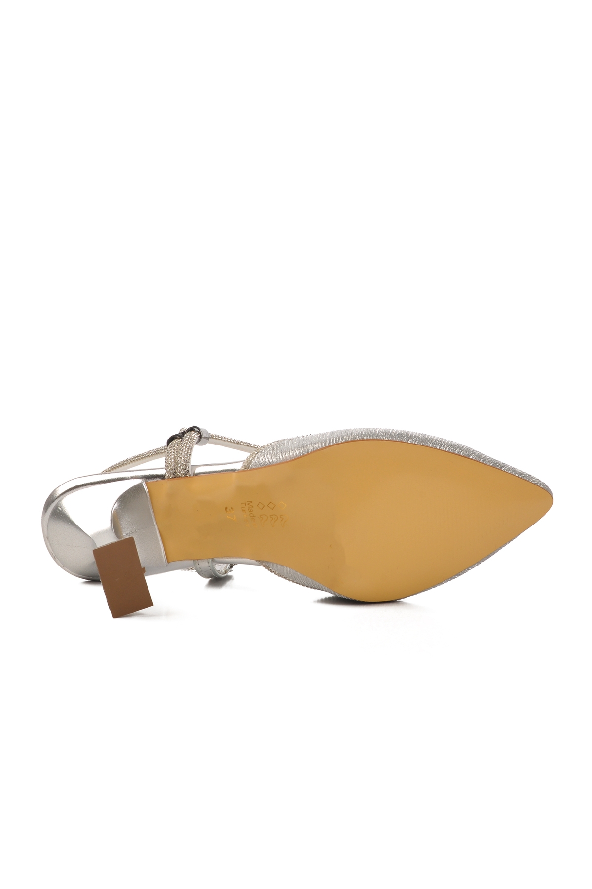 Gümüş İnce Topuklu Kadın Abiye Ayakkabı 417603 Z - Görsel 6