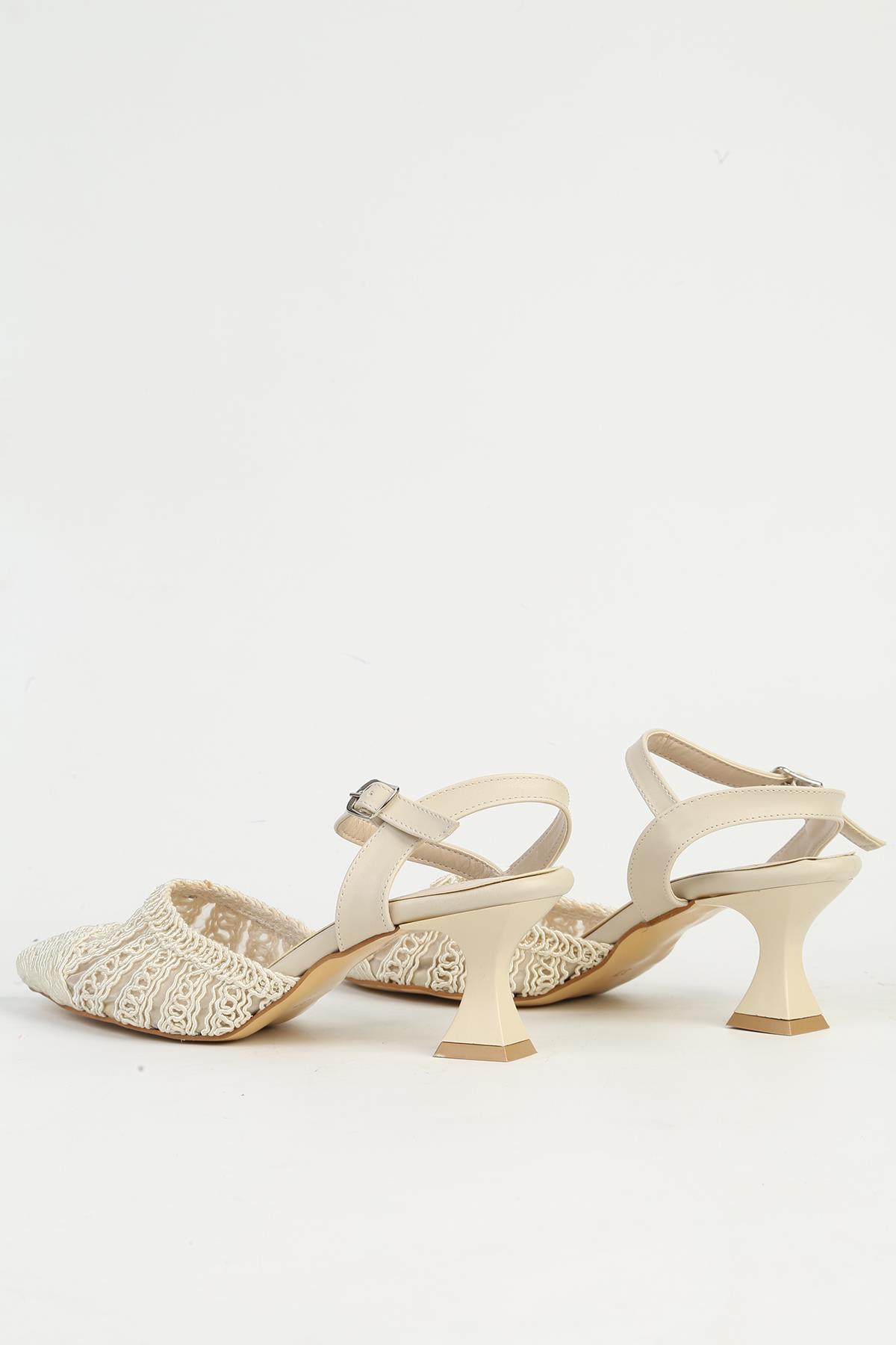 Krem Kadın Topuklu Ayakkabı PC-54660 - Görsel 4