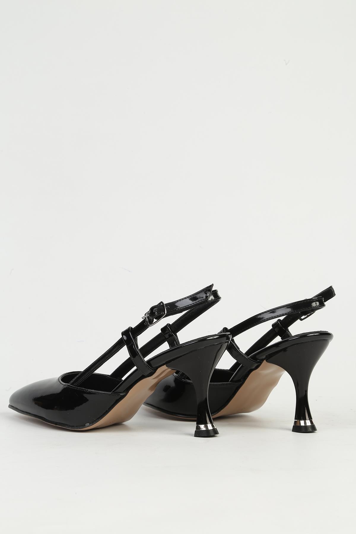 Siyah Rugan Kadın Topuklu Ayakkabı PC-54689 - Görsel 4