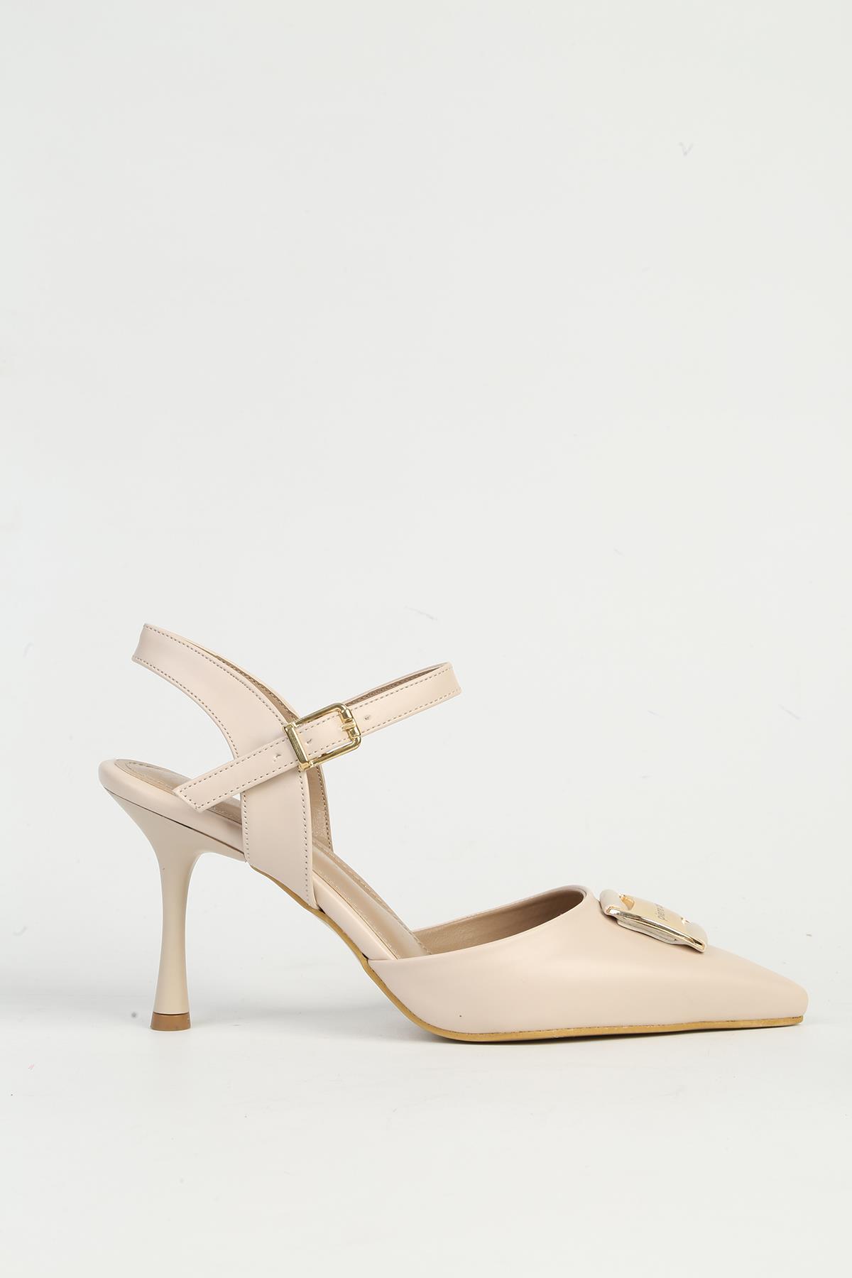 Krem Kadın Topuklu Ayakkabı PC-54717 - Görsel 2