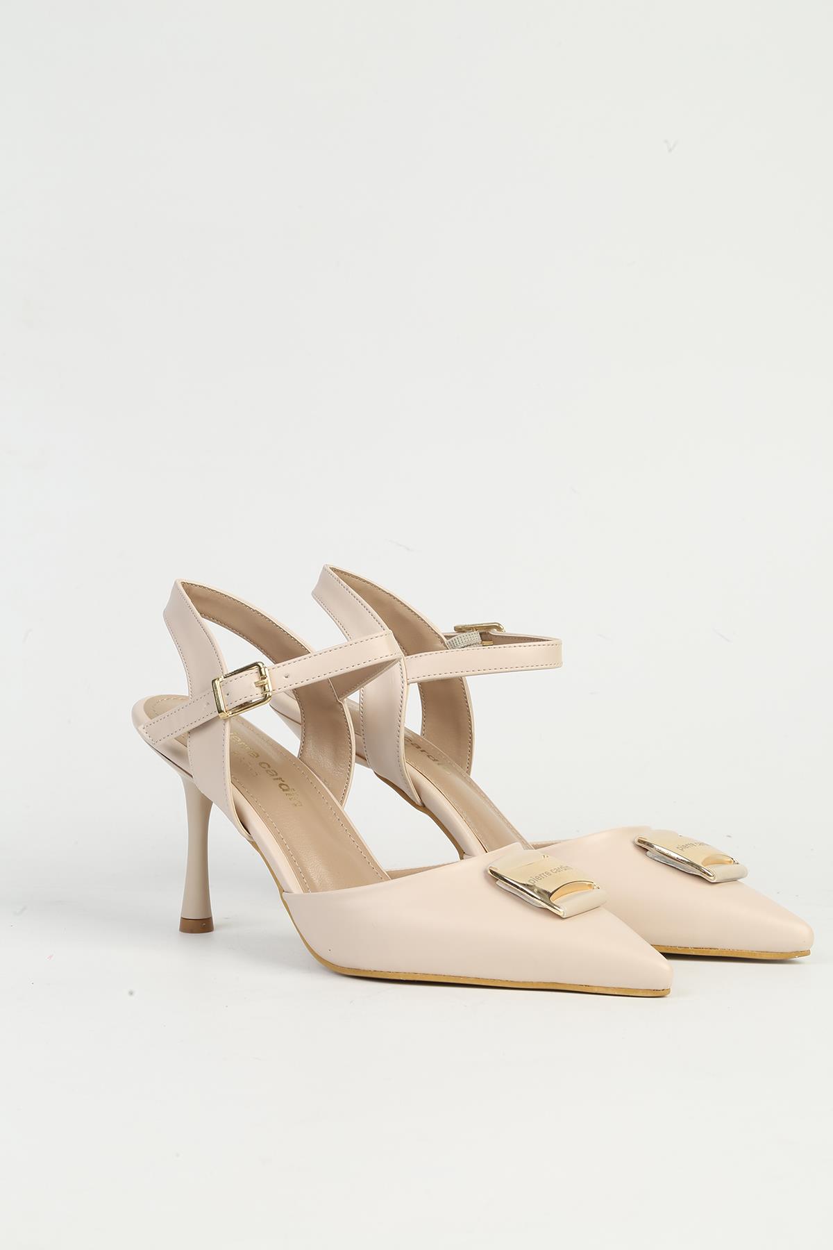 Krem Kadın Topuklu Ayakkabı PC-54717 - Görsel 3