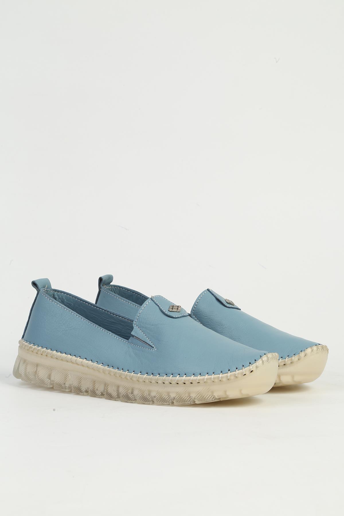 Mavi Deri Kadın Ayakkabı PC-54768 - Görsel 3