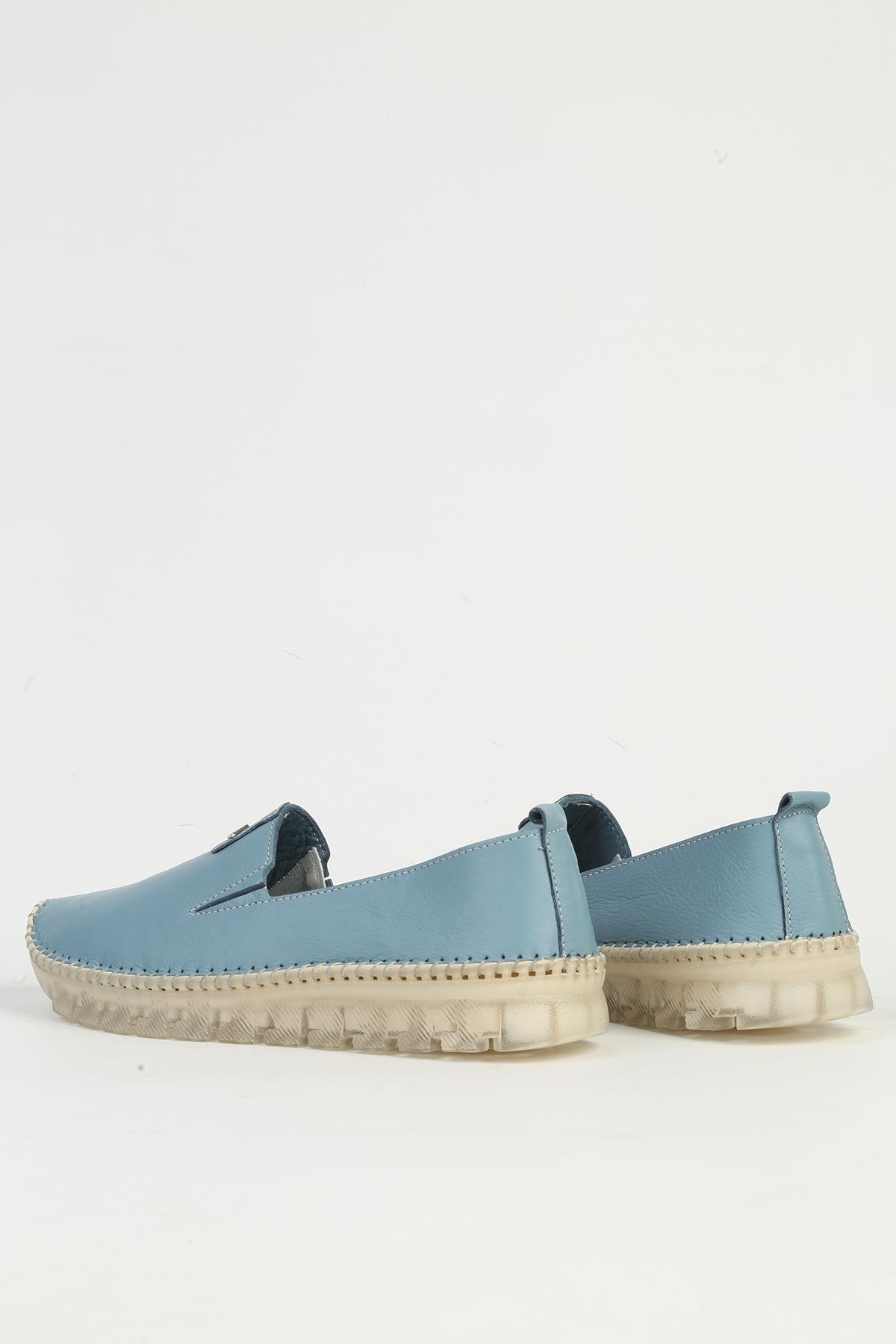 Mavi Deri Kadın Ayakkabı PC-54768 - Görsel 4