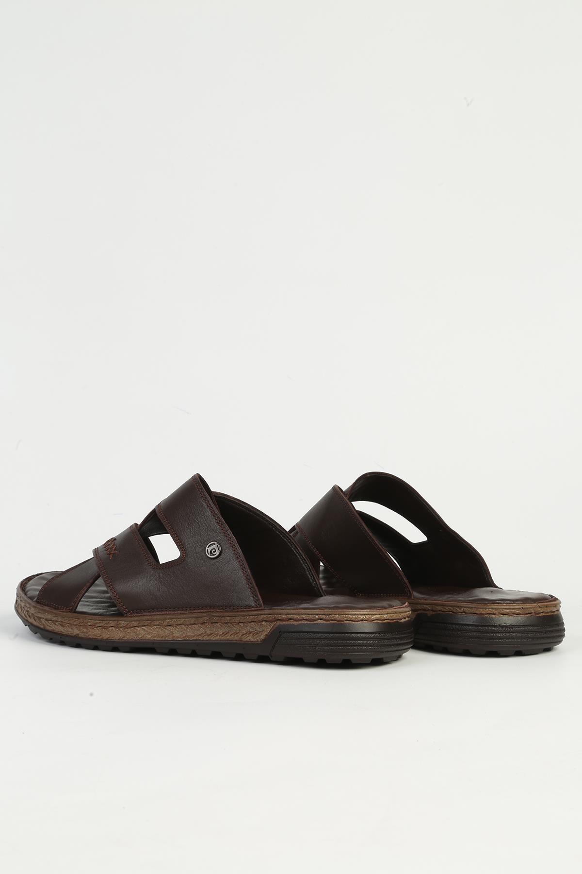 Hakiki Deri Erkek Kahve Terlik PC-7442 - Görsel 4