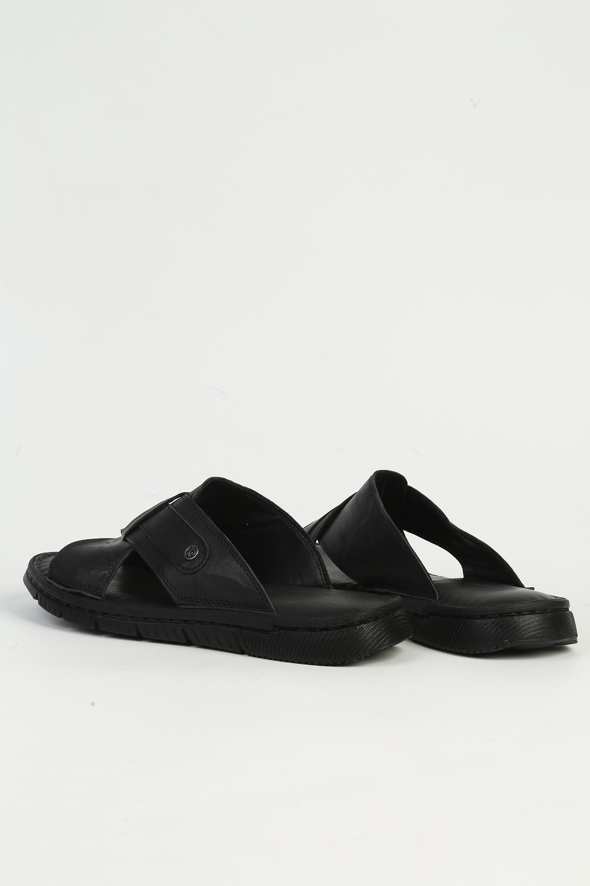 Hakiki Deri Erkek Siyah Terlik PC-7460 - Görsel 4