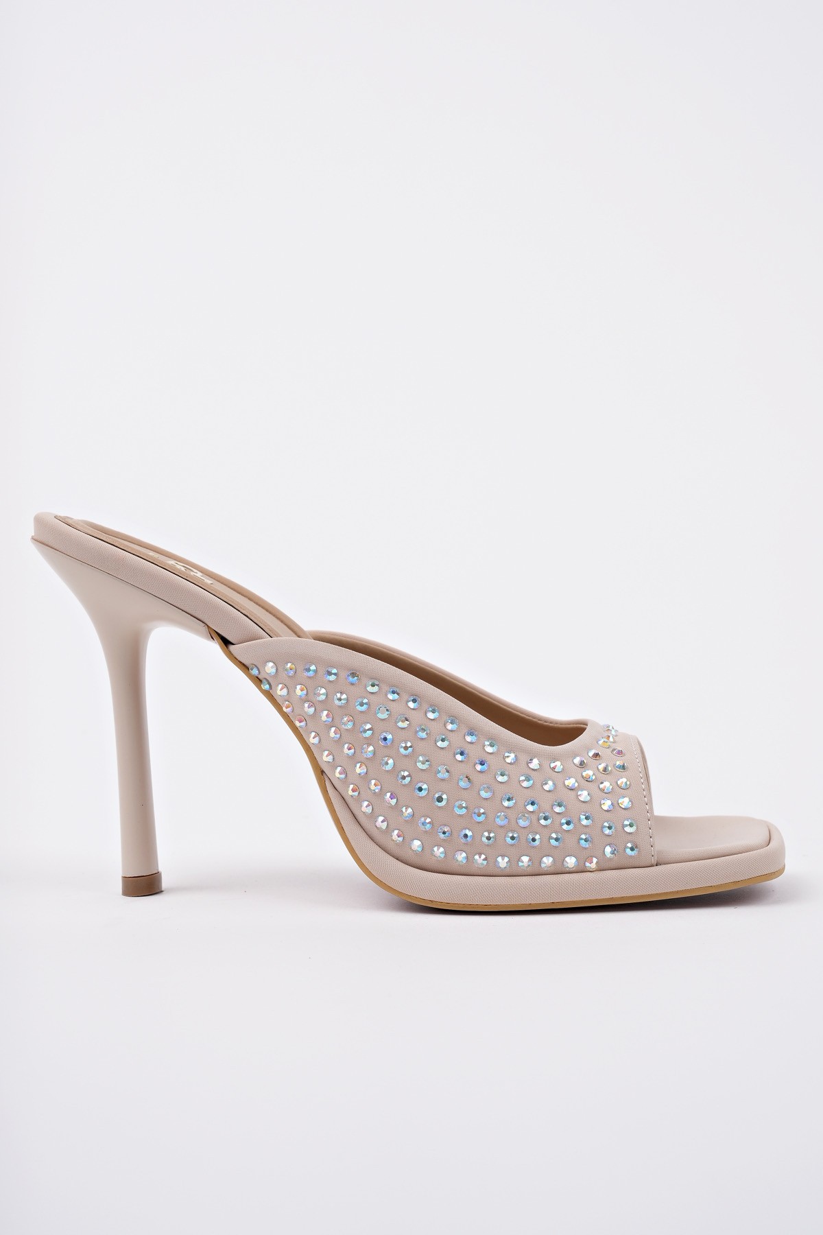 PUJA Küt Burun İnce Topuklu Taşlı Kadın Topuklu Terlik - Görsel 3