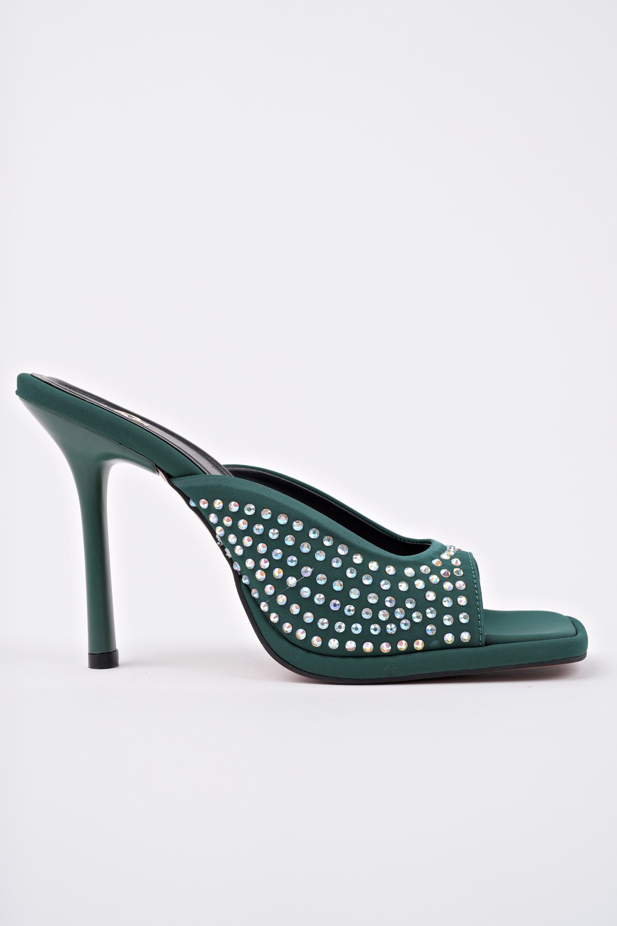 PUJA Küt Burun İnce Topuklu Taşlı Kadın Topuklu Terlik - Görsel 2