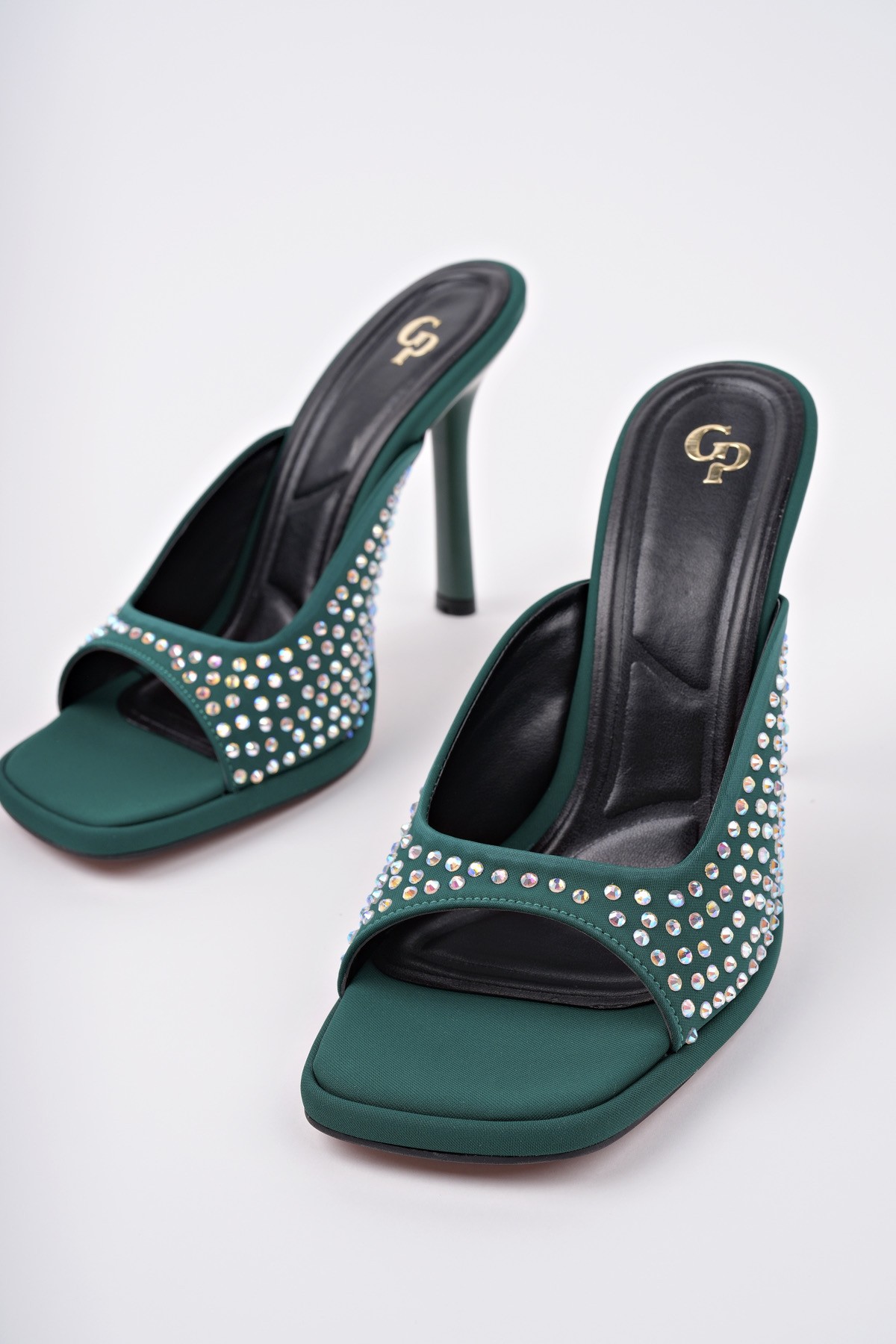 PUJA Küt Burun İnce Topuklu Taşlı Kadın Topuklu Terlik - Görsel 3