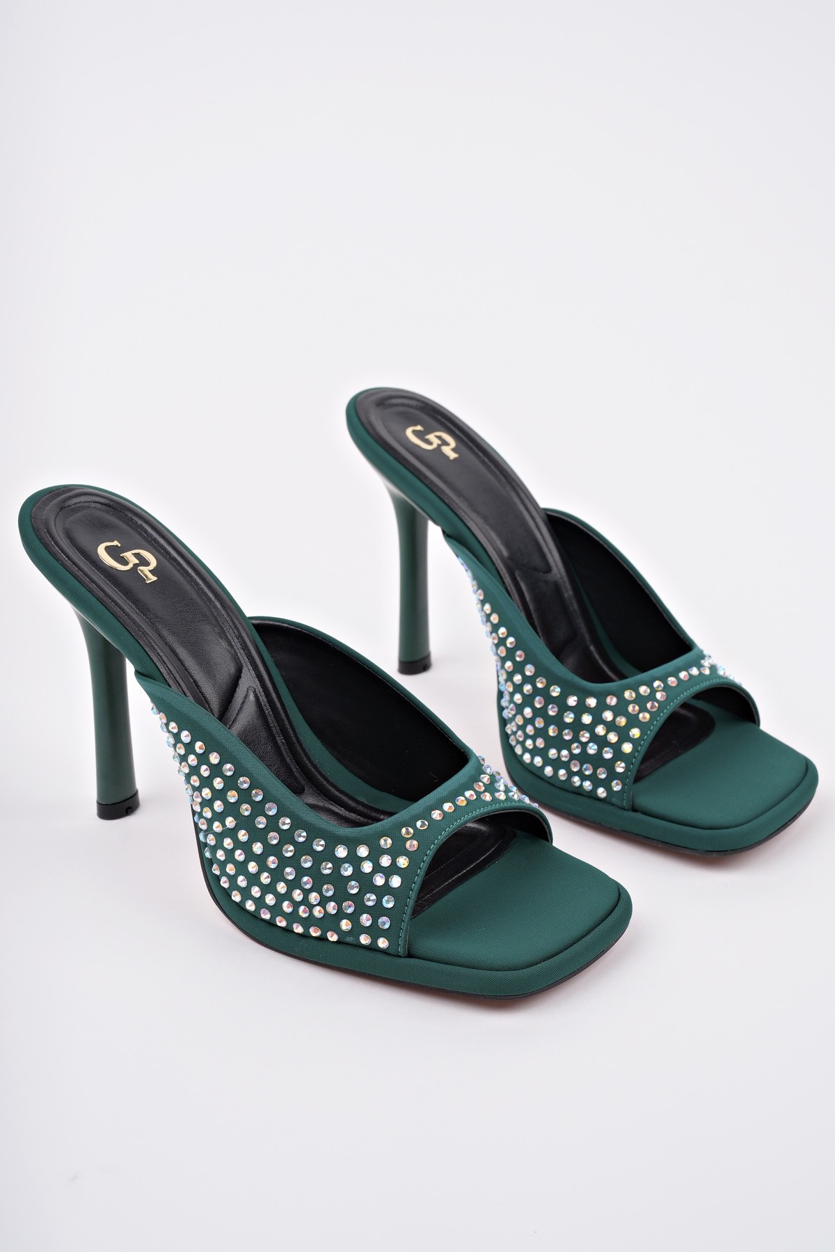 PUJA Küt Burun İnce Topuklu Taşlı Kadın Topuklu Terlik - Görsel 4