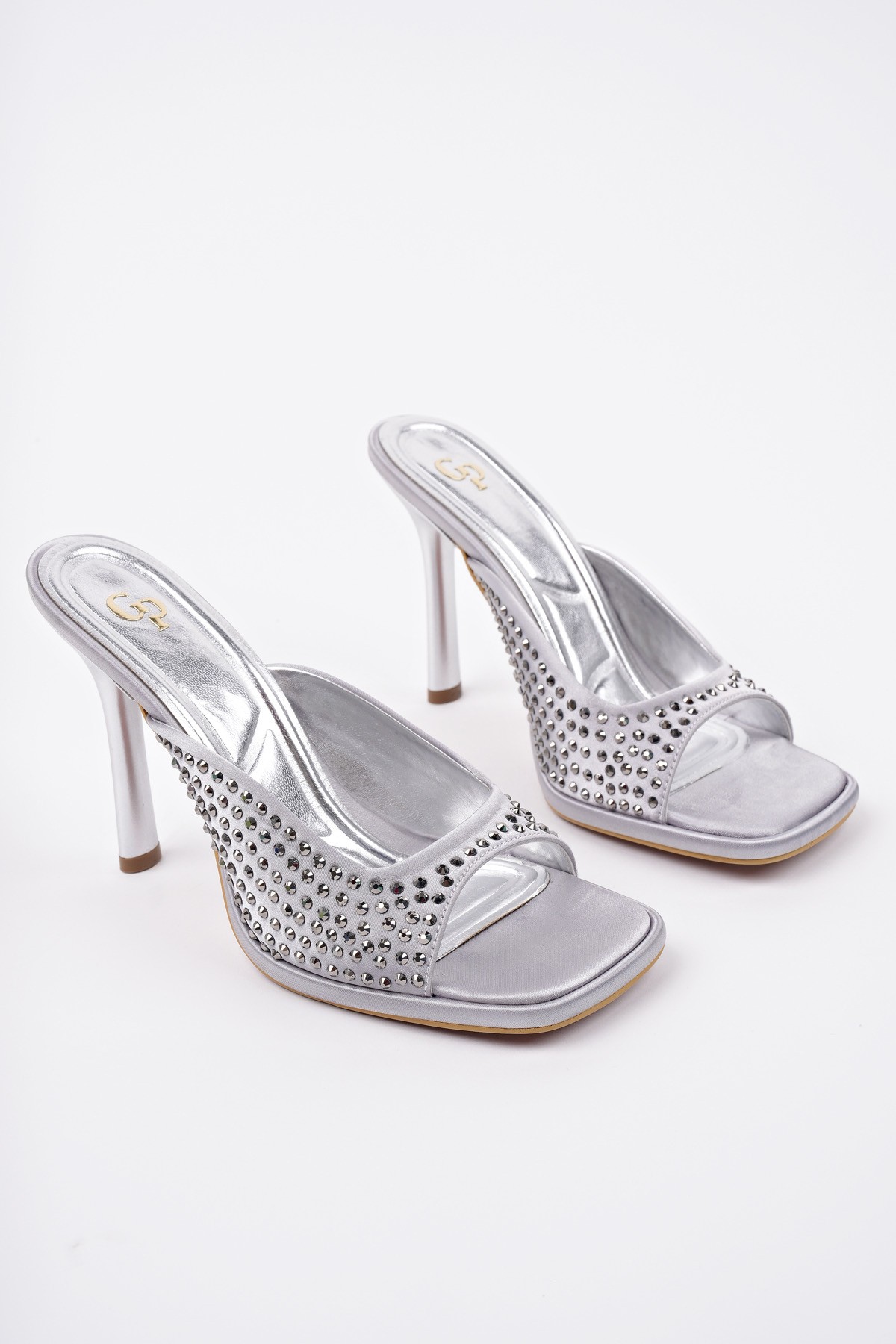 PUJA Küt Burun İnce Topuklu Taşlı Kadın Topuklu Terlik - Görsel 4