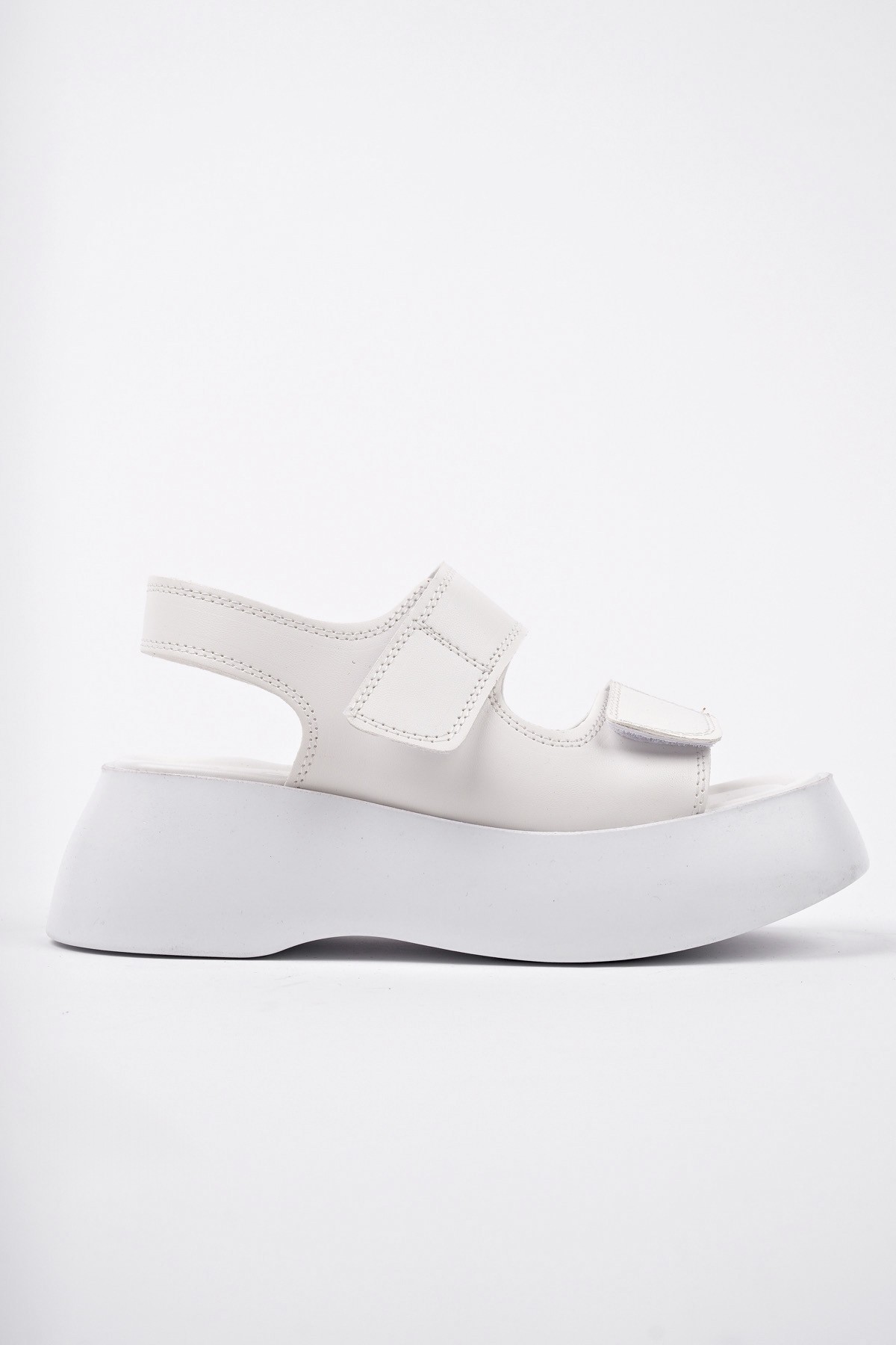 NANSHE Kalın Taban Çift Bantlı Cırtlı Günlük Kadın Sandalet - Görsel 4