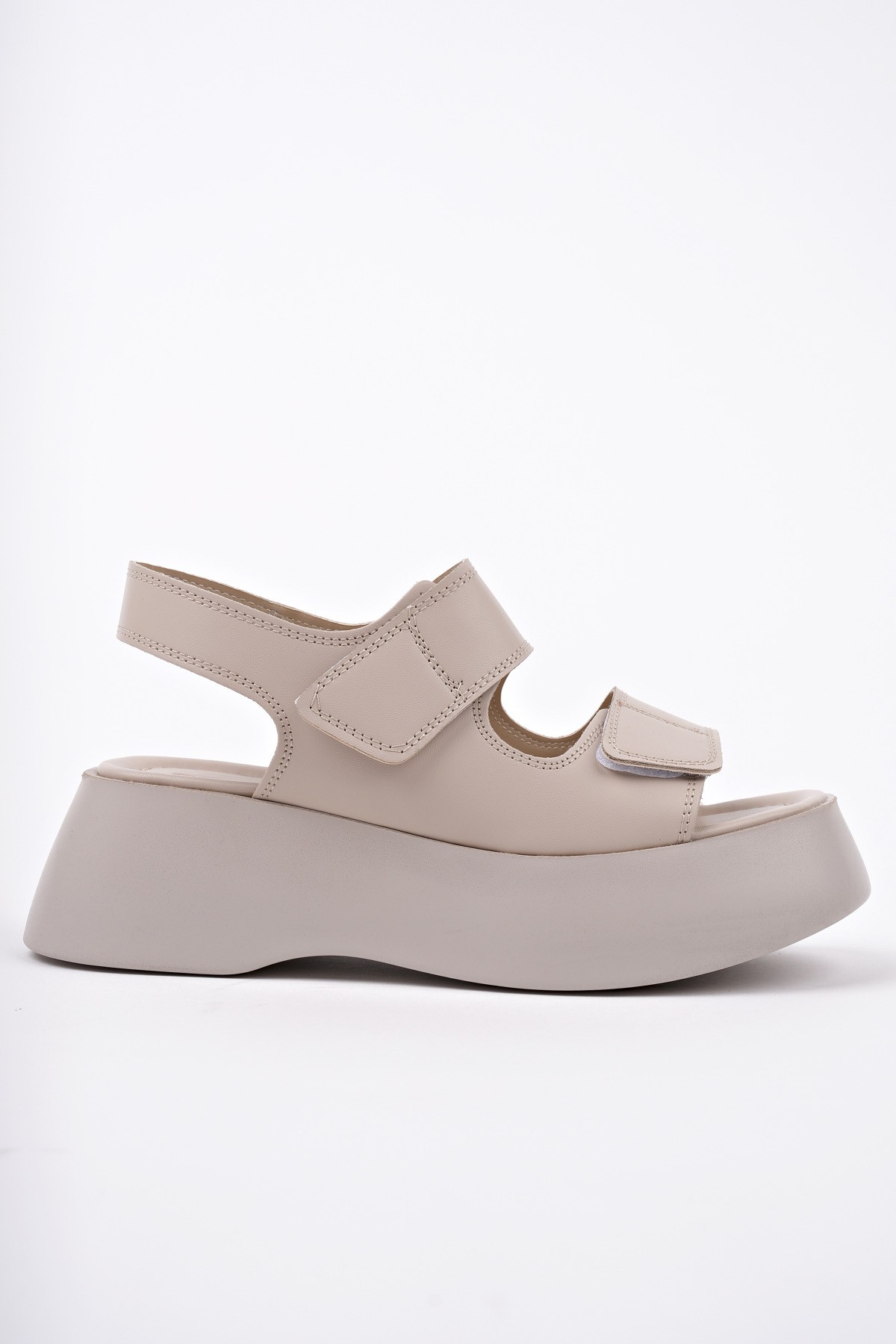 NANSHE Kalın Taban Çift Bantlı Cırtlı Günlük Kadın Sandalet - Görsel 4