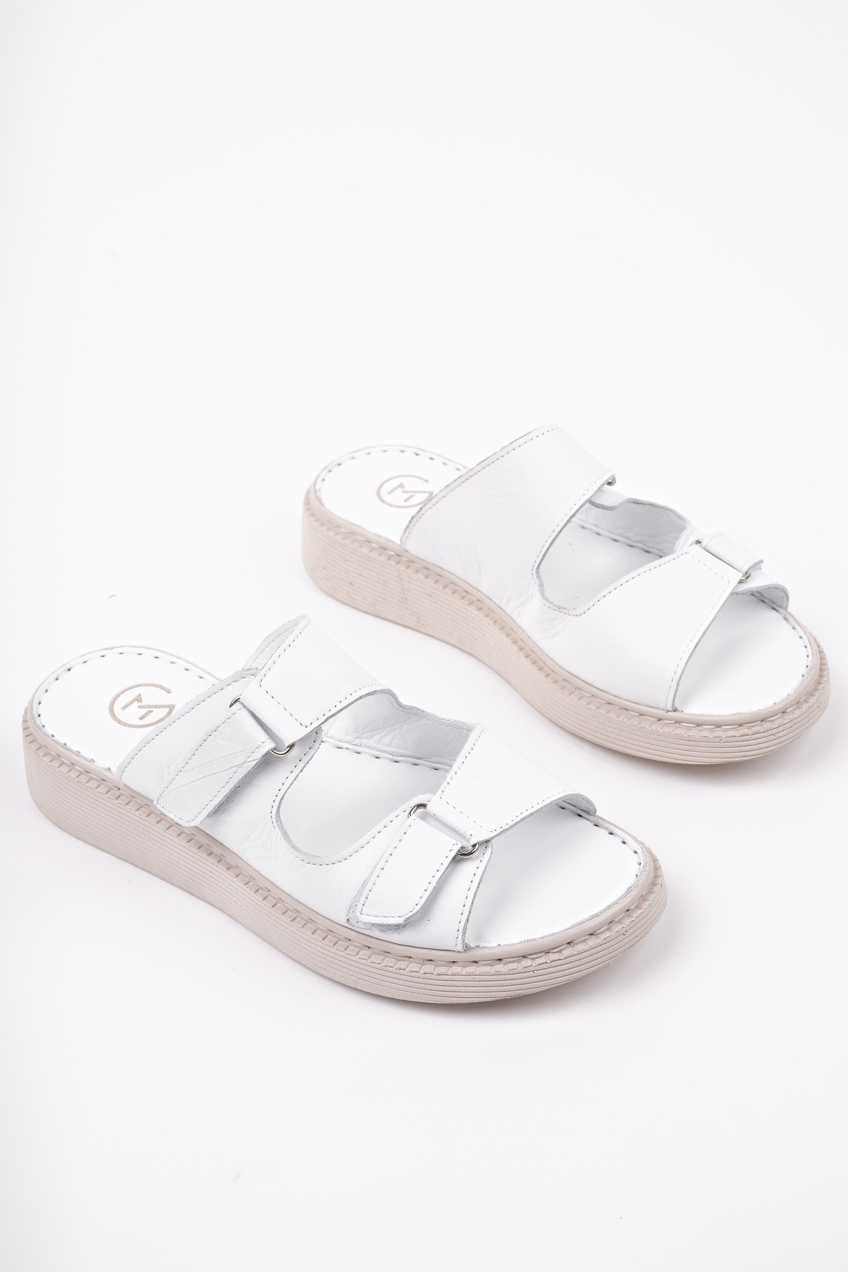 MORGEN Hakiki Deri Çift Bantlı Ayarlanabilir Ortopedik Günlük Kadın Terlik - Görsel 2