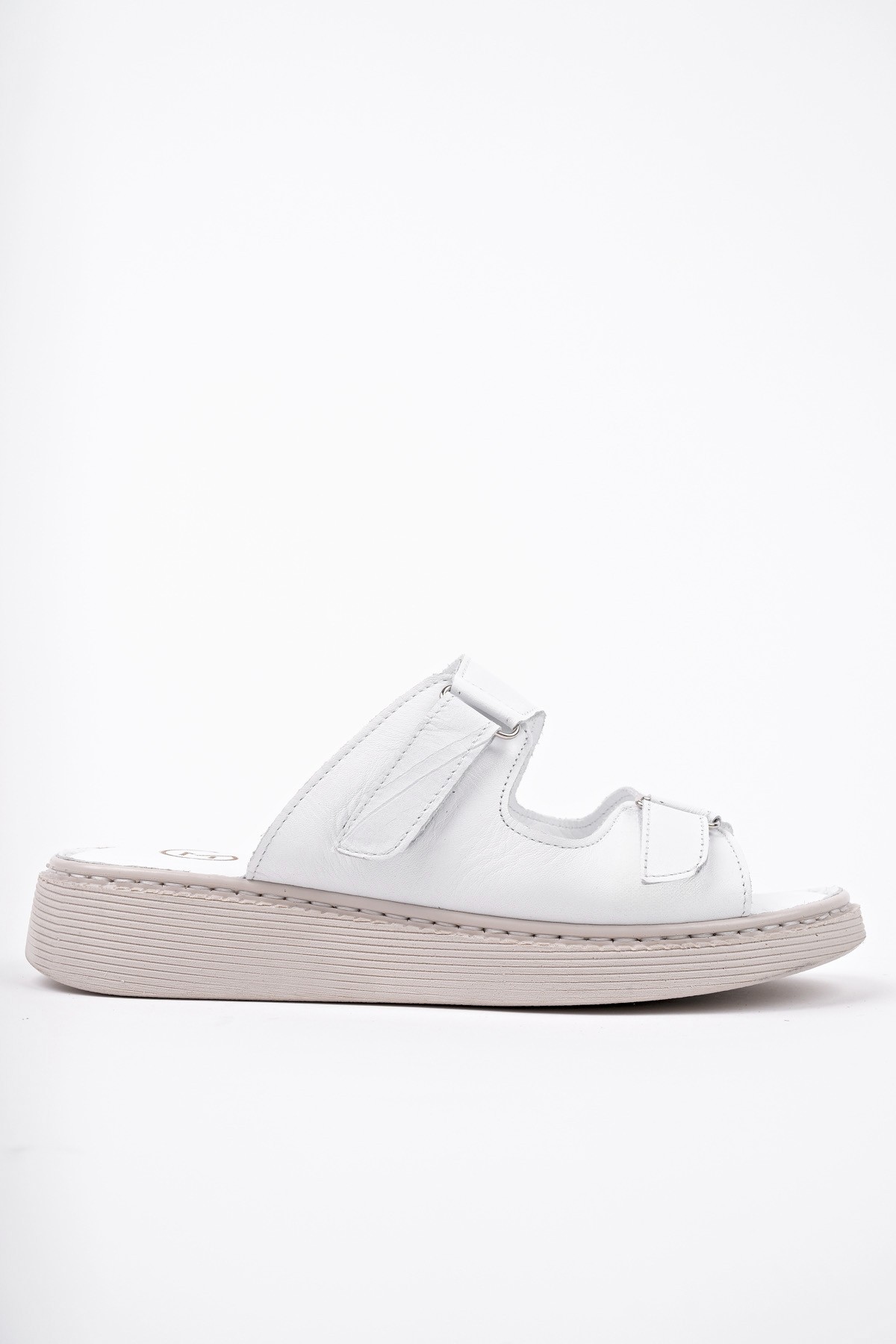 MORGEN Hakiki Deri Çift Bantlı Ayarlanabilir Ortopedik Günlük Kadın Terlik - Görsel 4