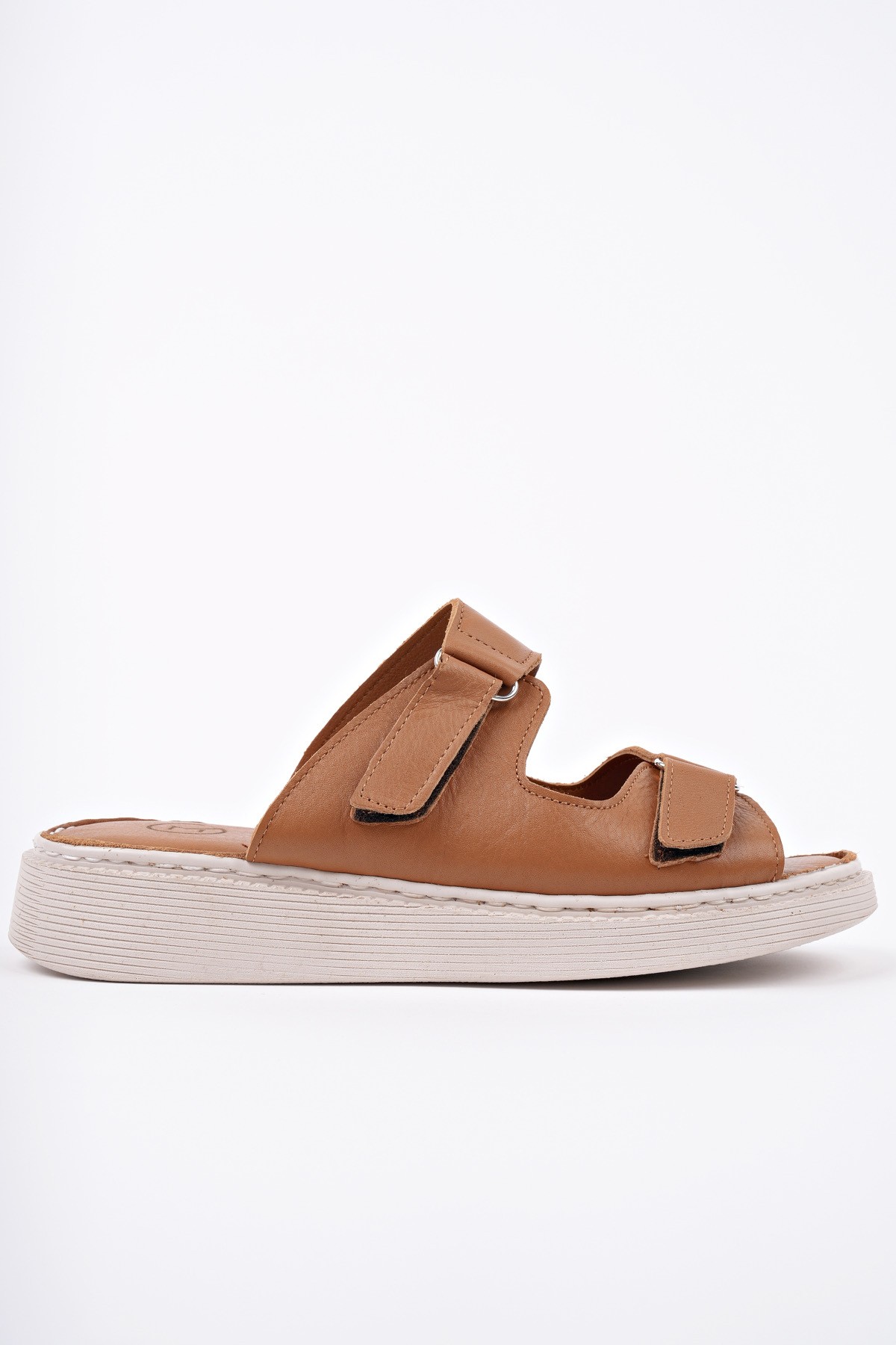 MORGEN Hakiki Deri Çift Bantlı Ayarlanabilir Ortopedik Günlük Kadın Terlik - Görsel 4