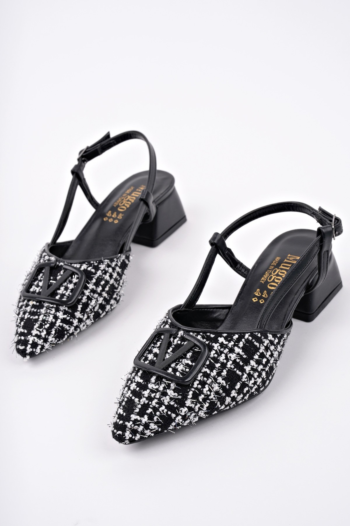 JUMANİ Sivri Burun Tokalı Arkası Açık Klasik Kısa Topuklu Kadın Ayakkabı - Görsel 3