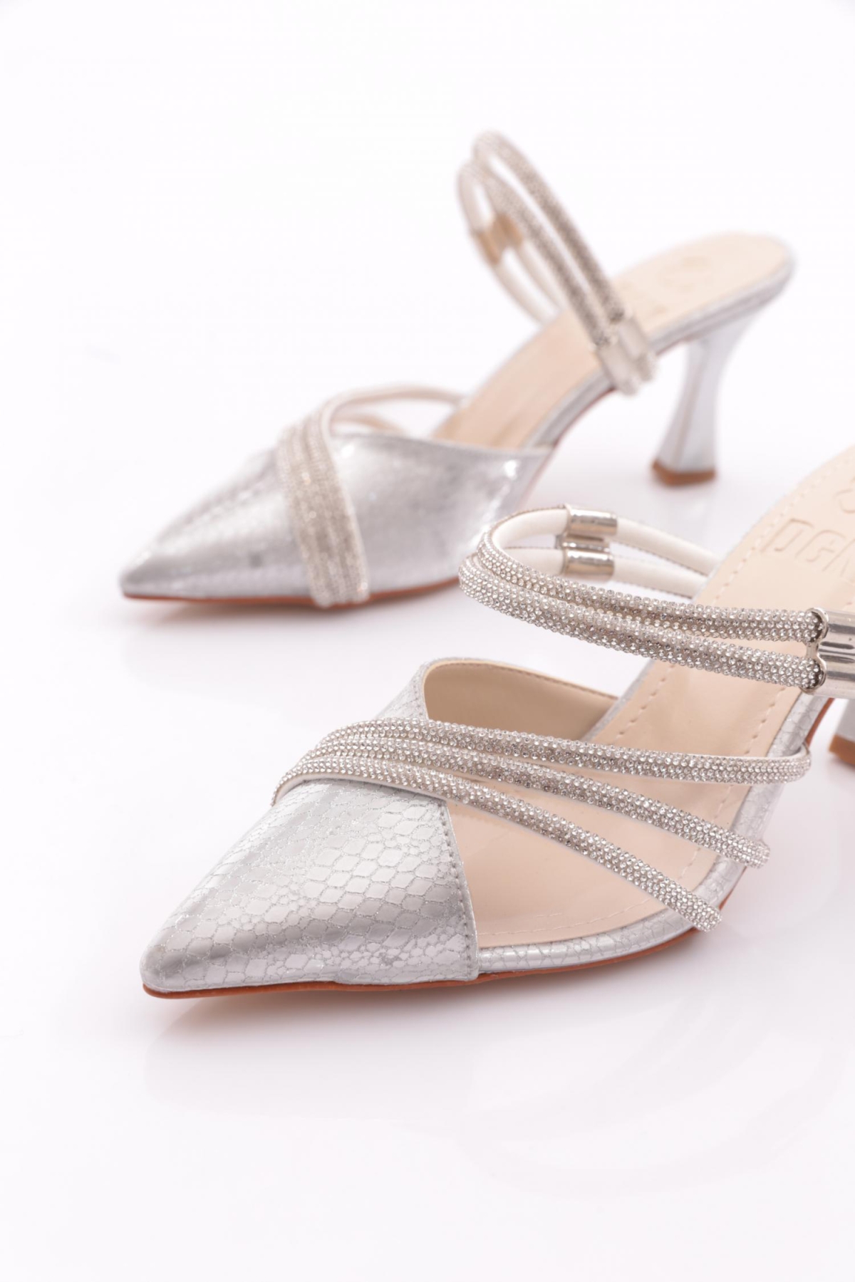 Pm309-K303-1 Kadin Taş İp Detayli Topuklu Abiye Ayakkabi - Görsel 5