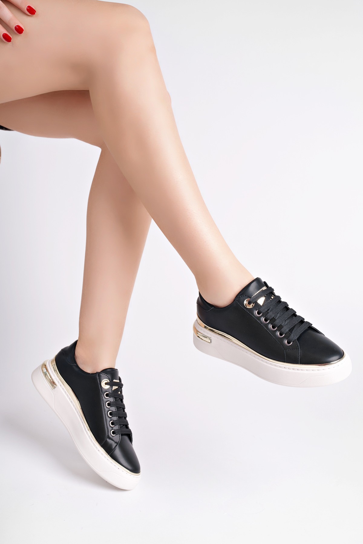 SVETLANA İnce Şerit Detaylı Bağcıklı Günlük Kadın Sneaker Spor Ayakkabı - Görsel 7