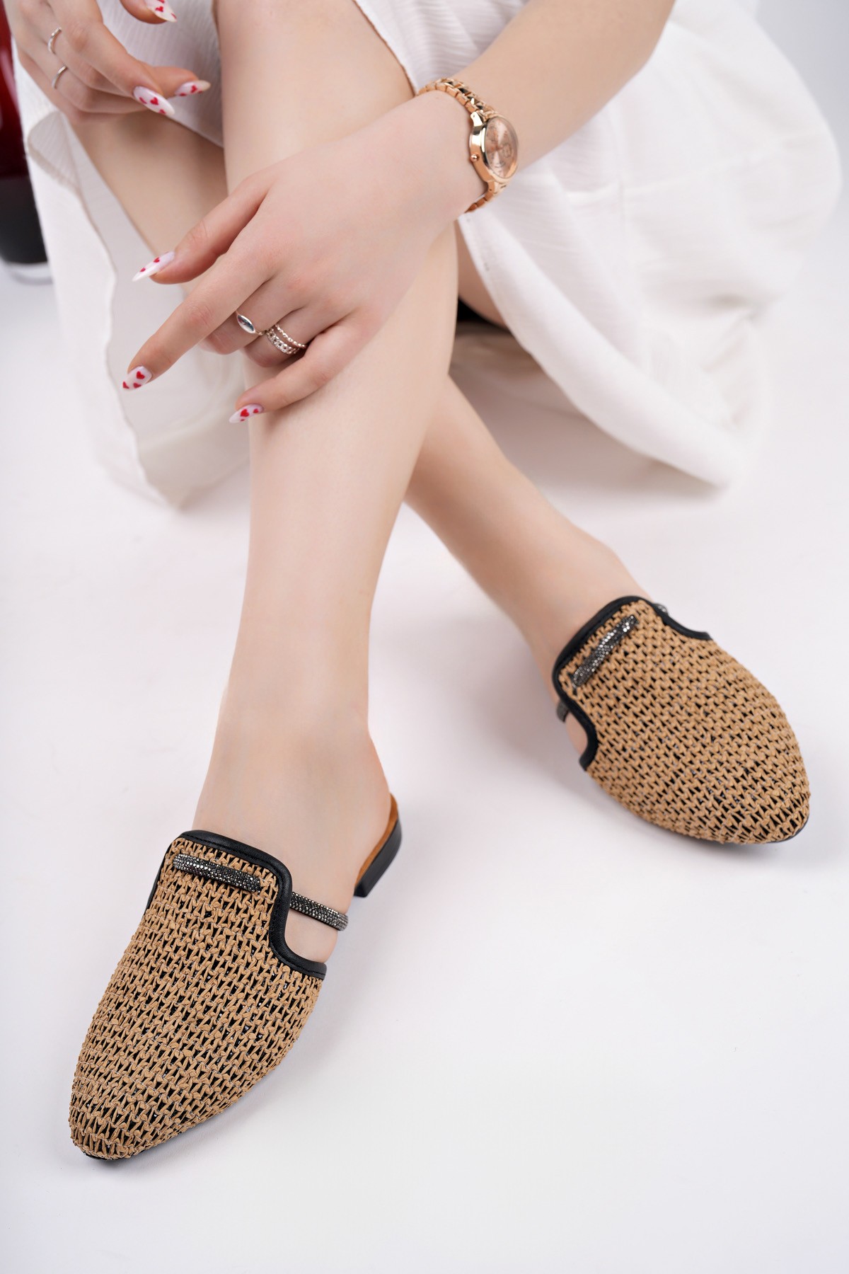 ZİNTA Önü Kapalı Kadın Günlük Hasır Terlik - Görsel 7