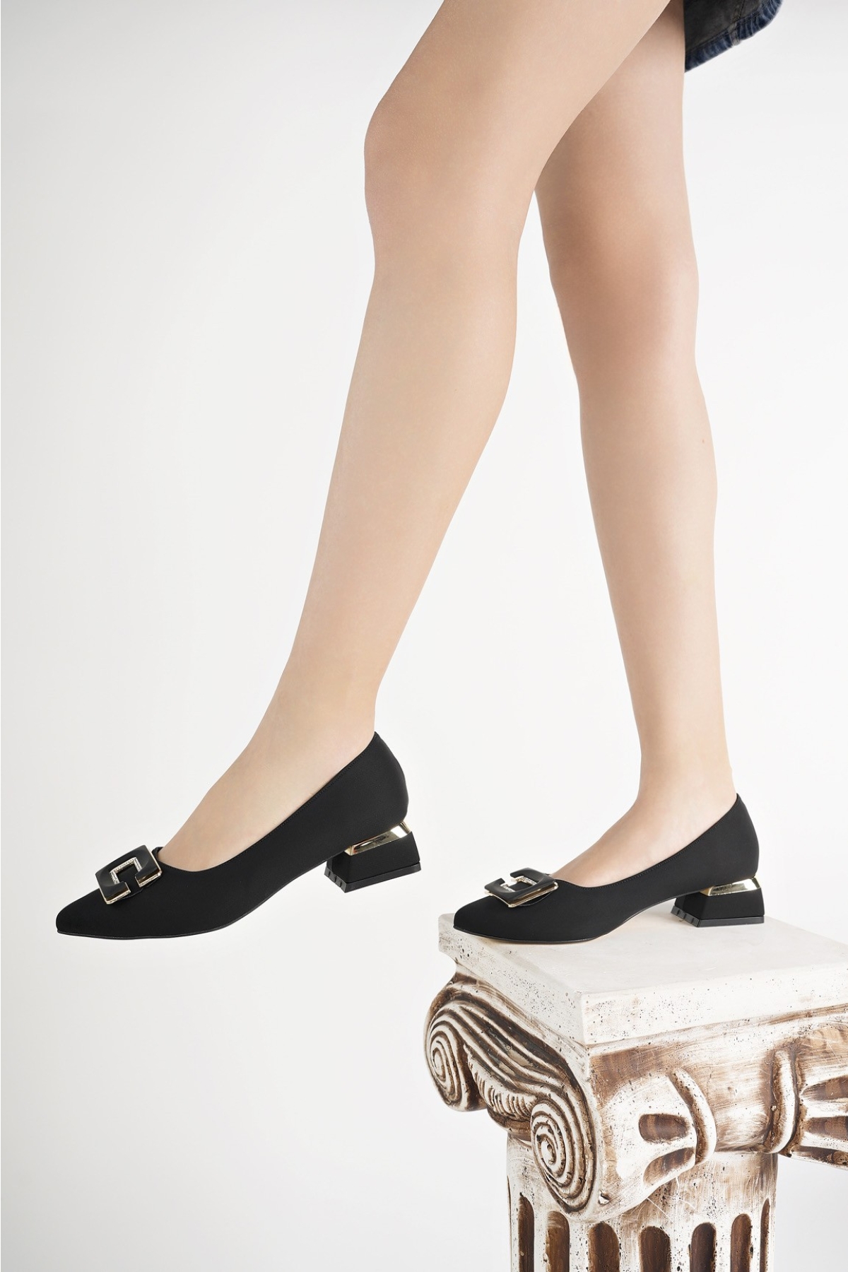 VENTİ Kalın Topuk Sivri Burun Tokalı Kadın Klasik Topuklu Ayakkabı - Görsel 7