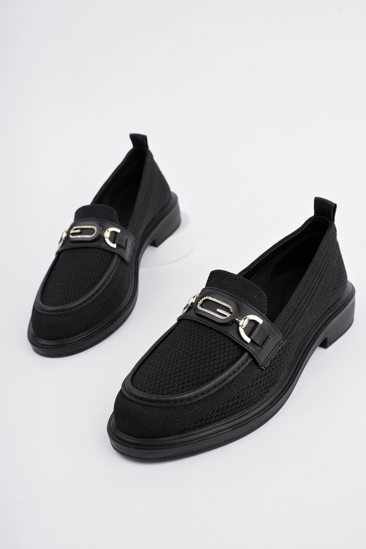 SAKURA Metal Tokalı Triko Kadın Loafer Günlük Makosen Ayakkabı - Görsel 7