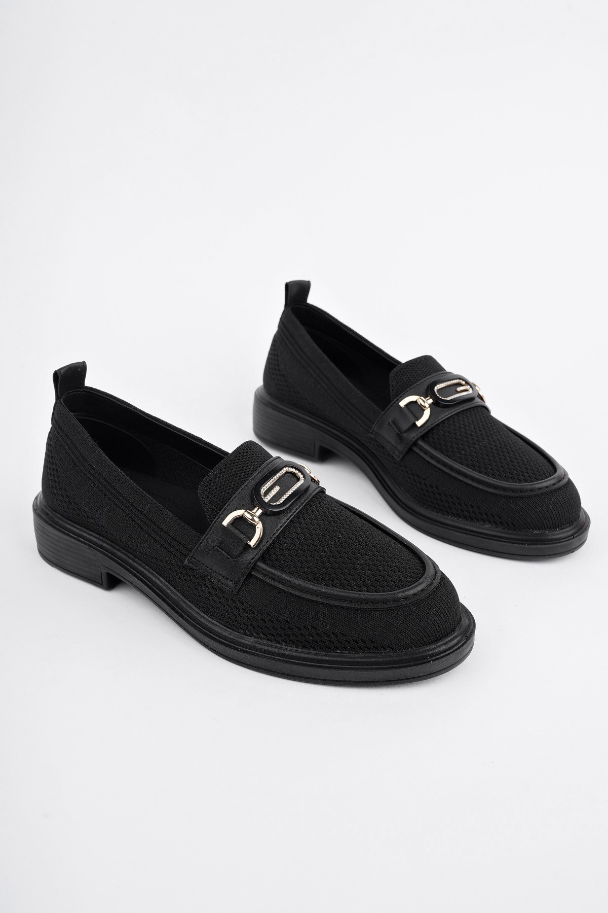 SAKURA Metal Tokalı Triko Kadın Loafer Günlük Makosen Ayakkabı - Görsel 8