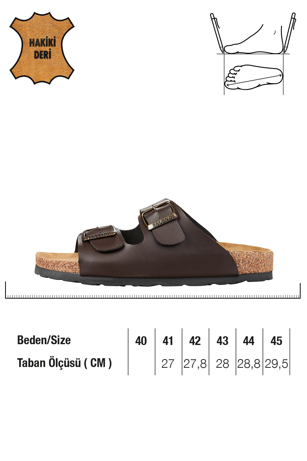 Paleng Gezer Mantar Taban Şiltesi Deri Erkek Terlik - Görsel 3