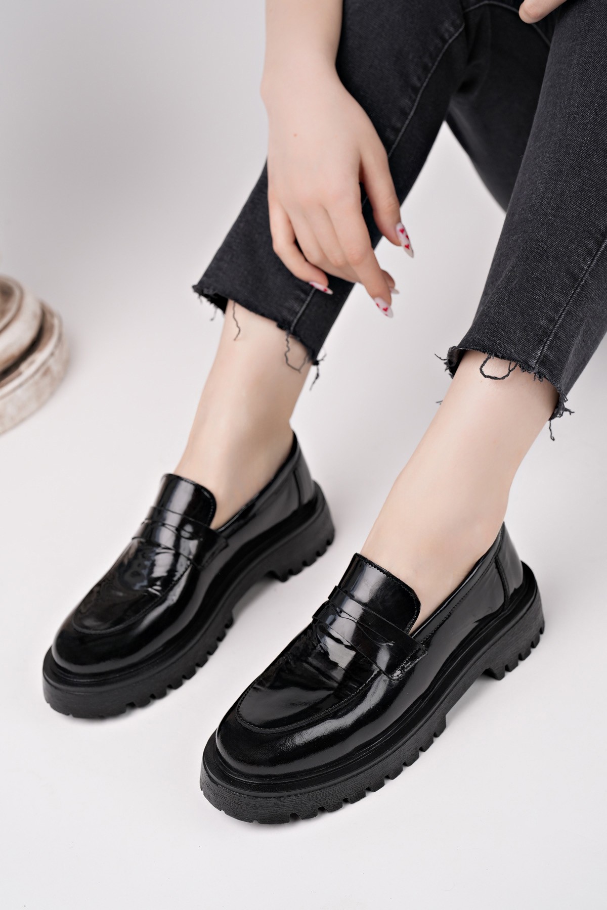 PARADİSE Hakiki Deri Kalın Taban Günlük Casual Makosen Kadın Loafer Ayakkabı - Görsel 2