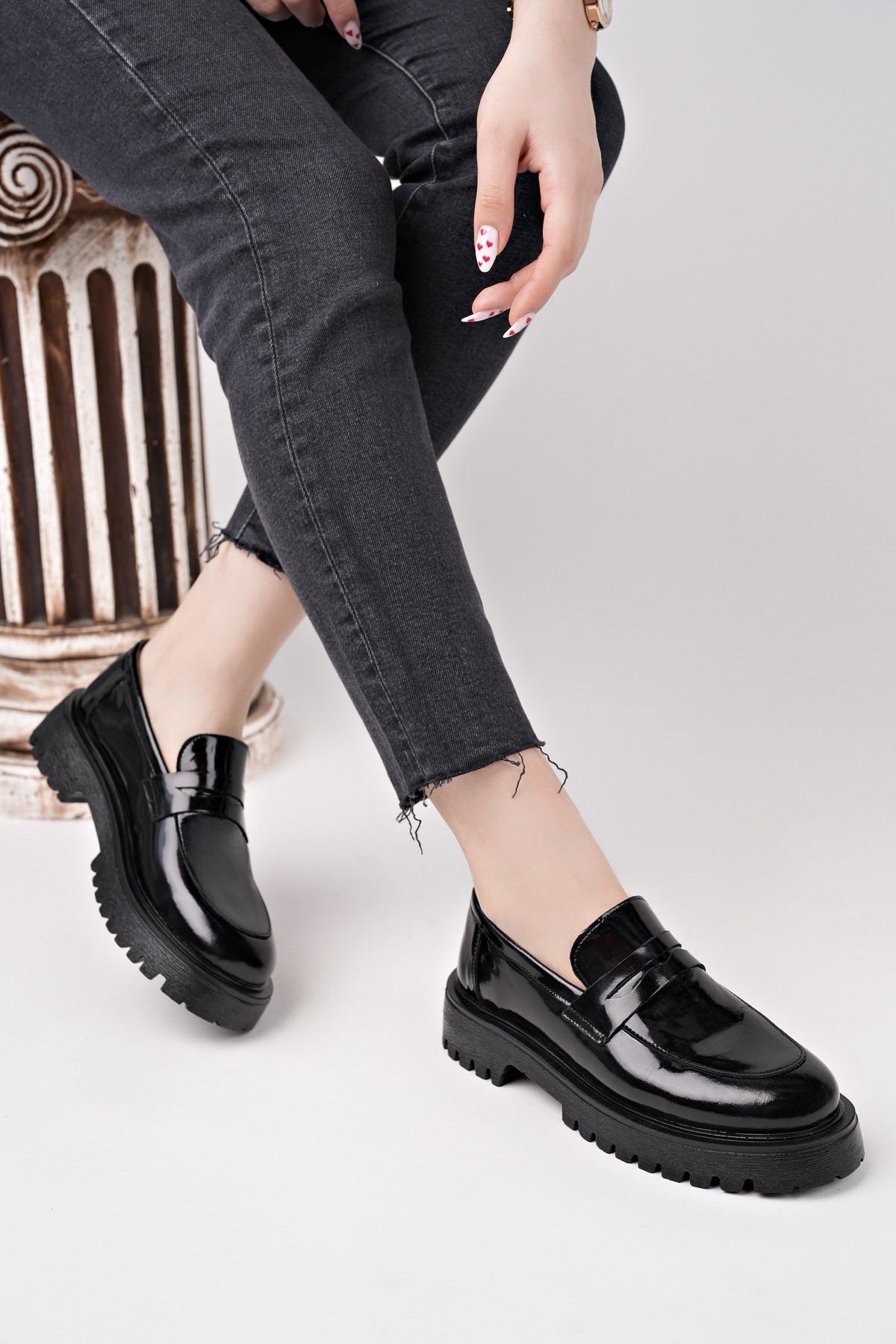 PARADİSE Hakiki Deri Kalın Taban Günlük Casual Makosen Kadın Loafer Ayakkabı - Görsel 3