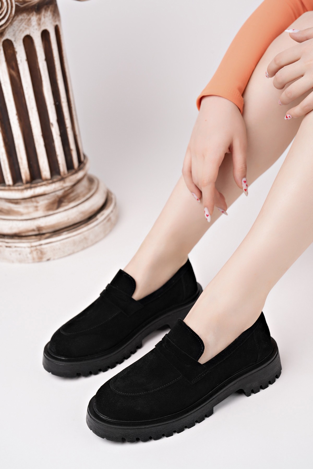 PARADİSE Hakiki Deri Kalın Taban Günlük Casual Makosen Kadın Loafer Ayakkabı - Görsel 6