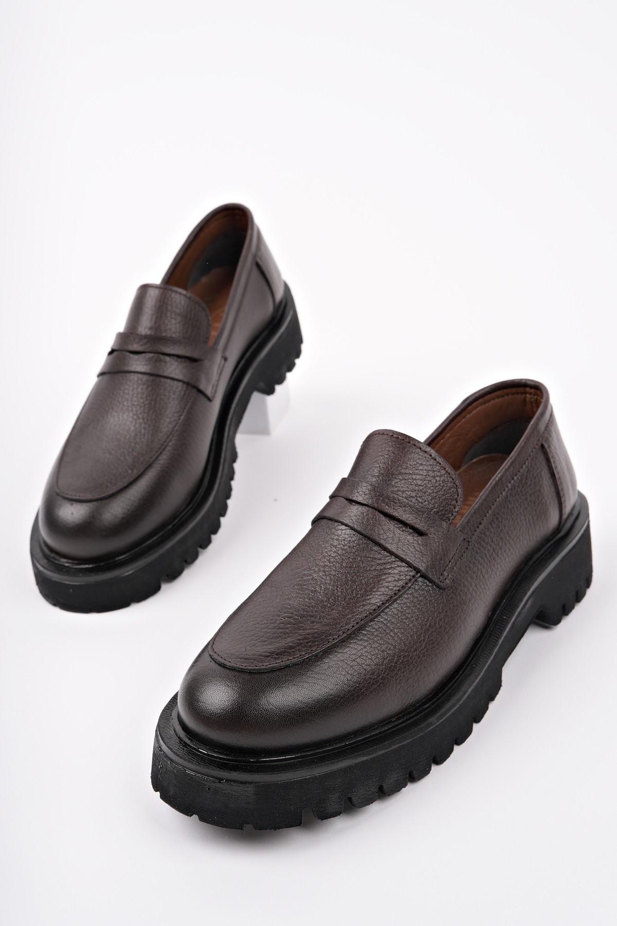 PARADİSE Hakiki Deri Kalın Taban Günlük Casual Makosen Kadın Loafer Ayakkabı - Görsel 3